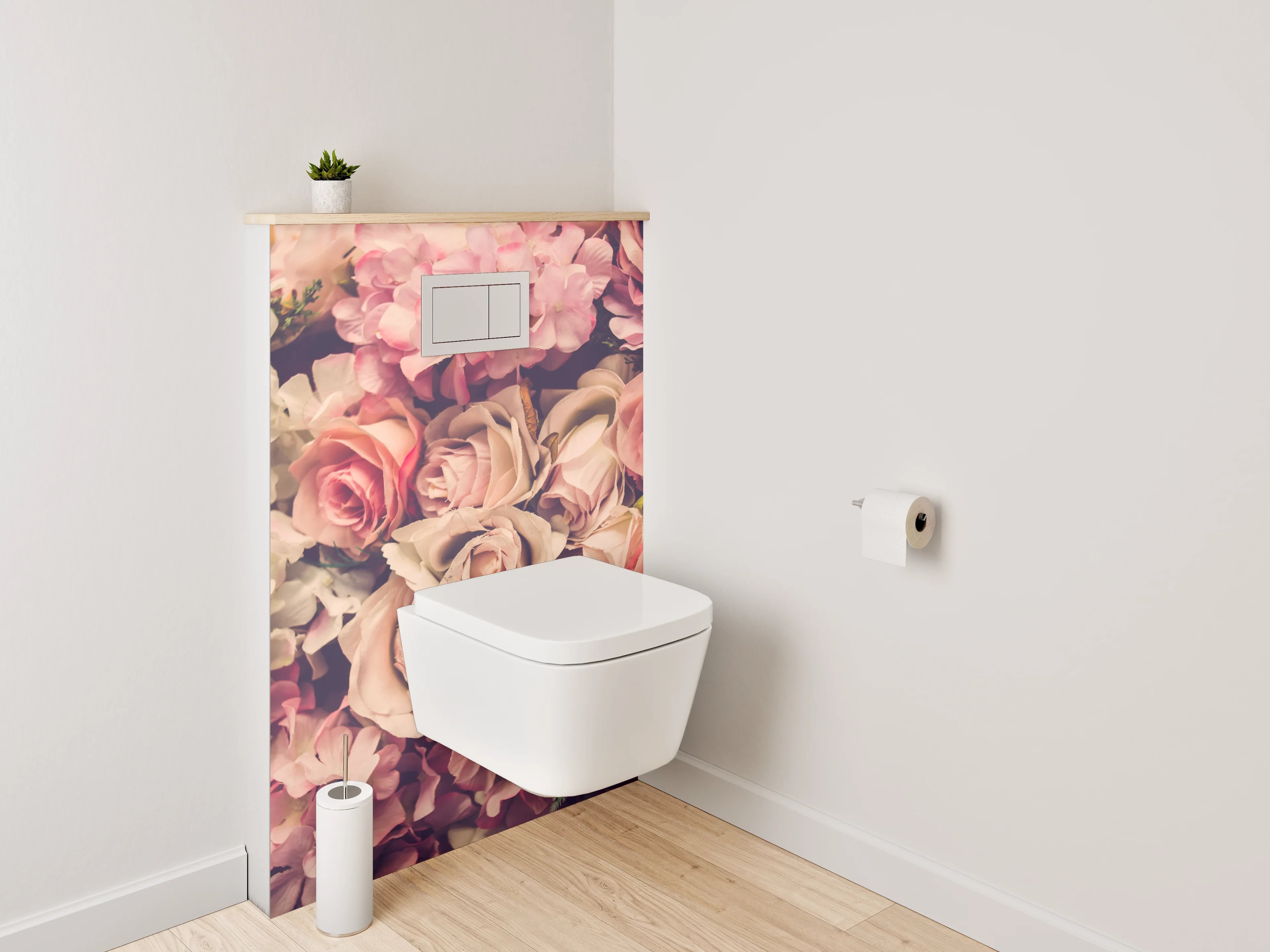 WC-Rückwand - Romantische Vintage Blumenwand