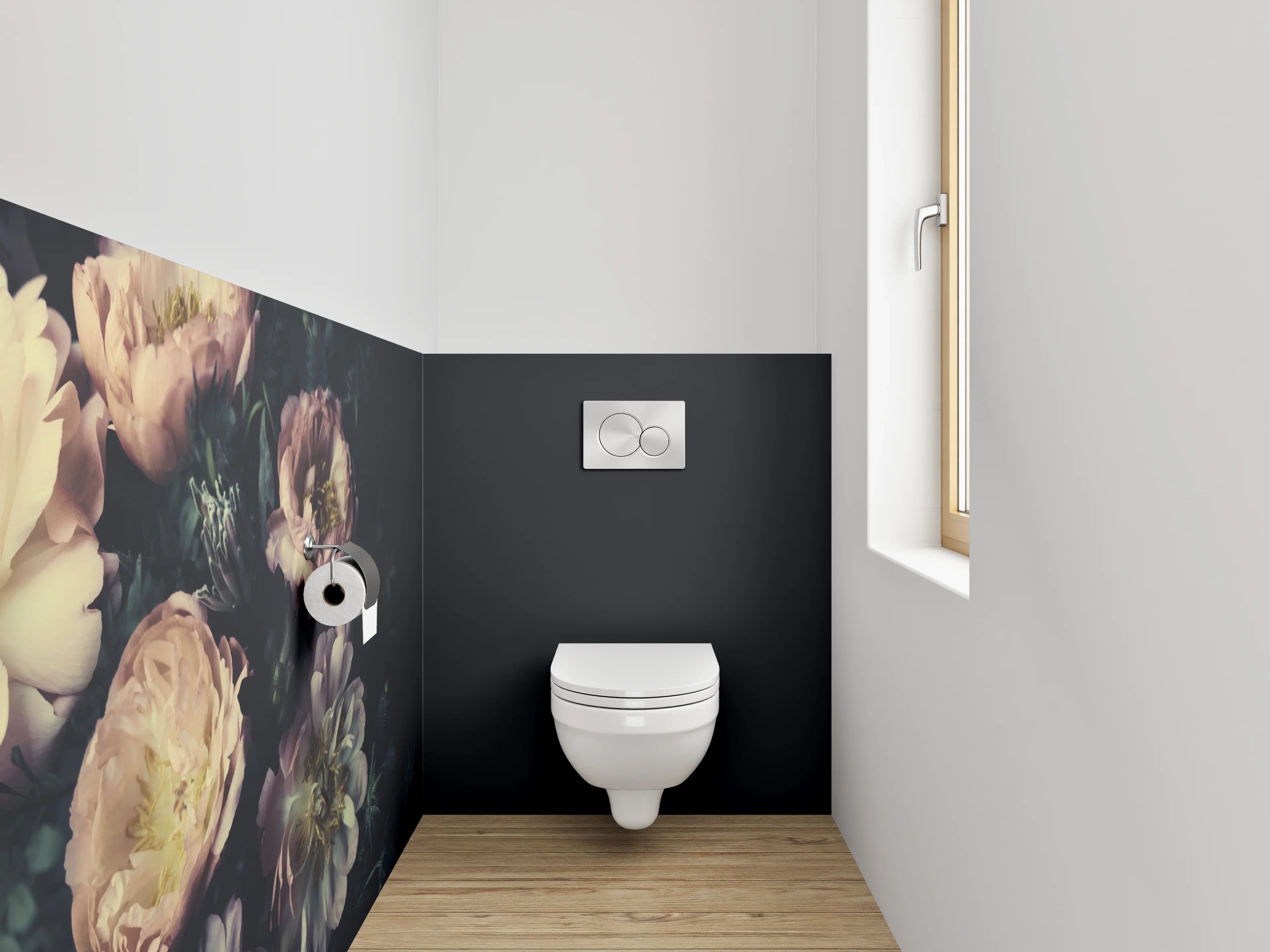 WC-Rückwand - Romantische Vintage Pfingstrosen Blumen