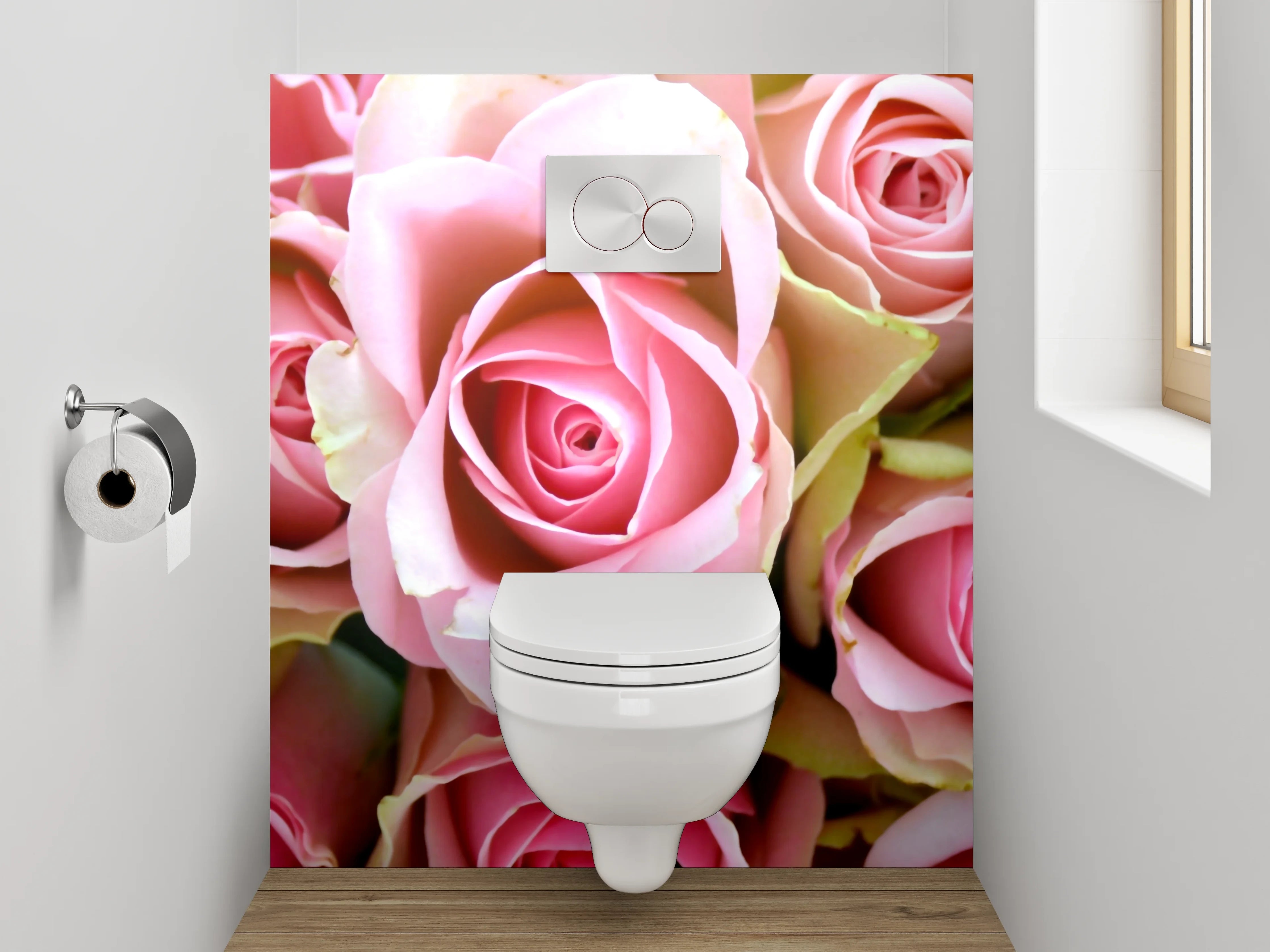 WC-Rückwand - Romantische rosa Rosenpracht