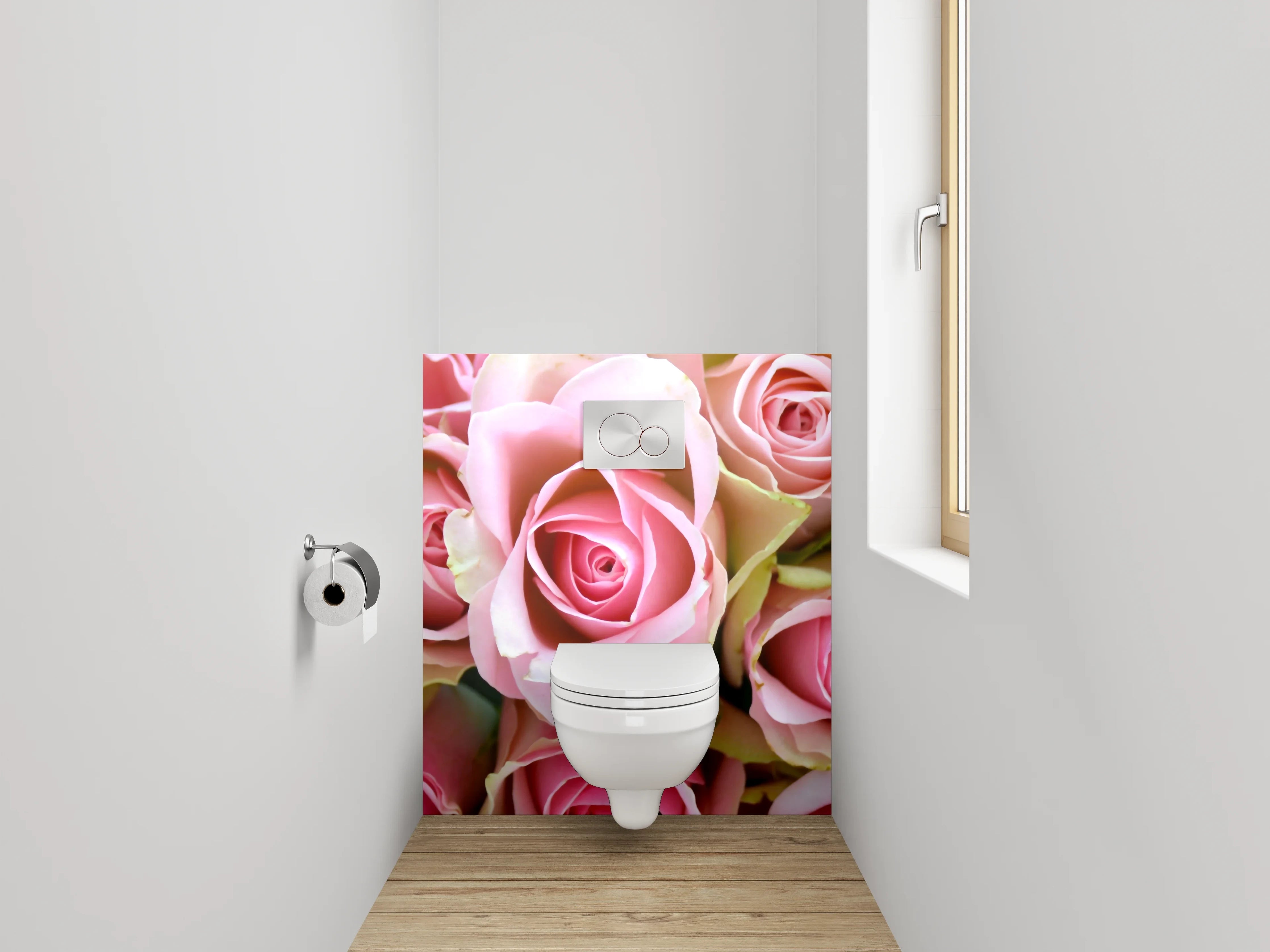 WC-Rückwand - Romantische rosa Rosenpracht