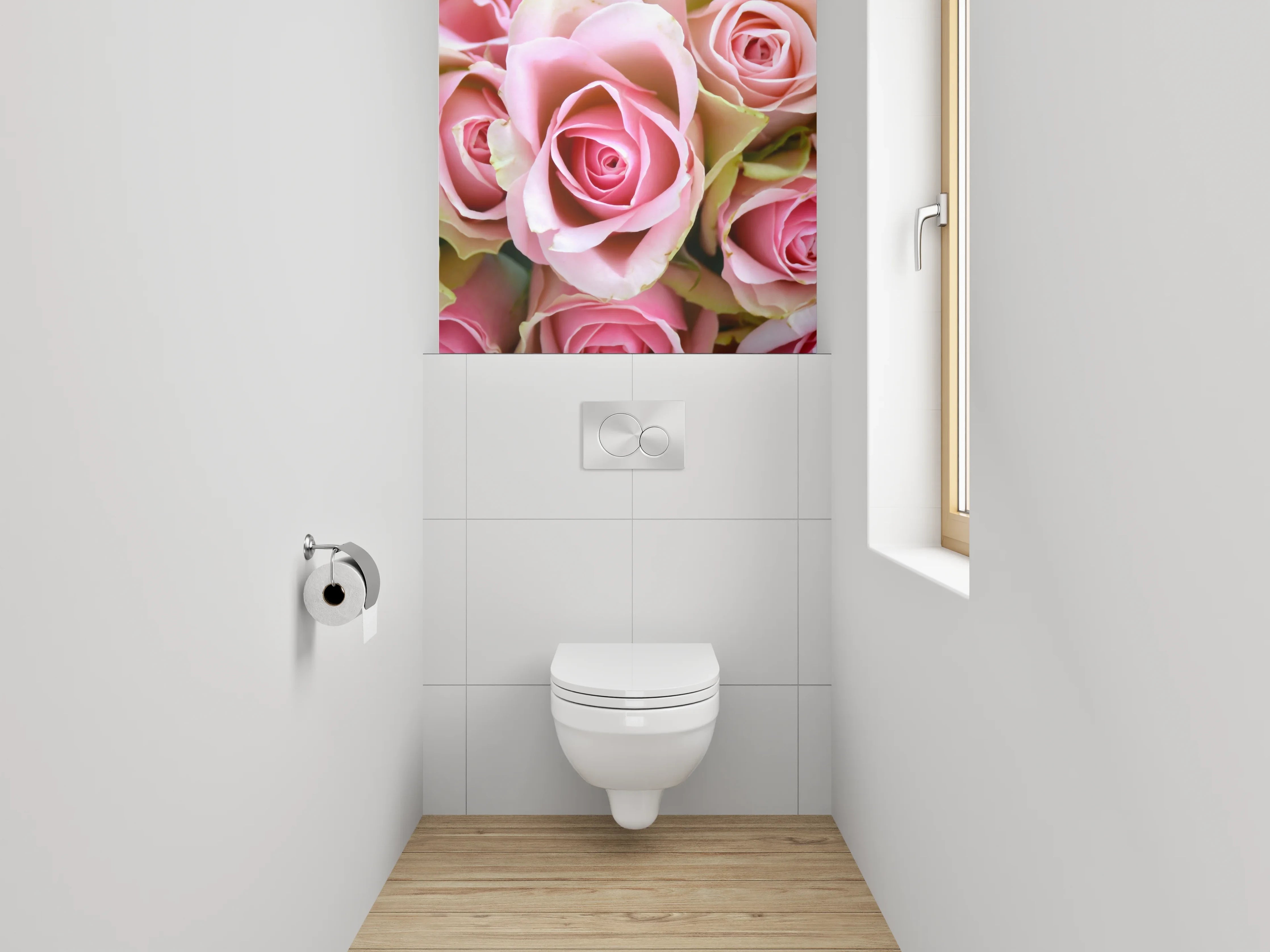 WC-Rückwand - Romantische rosa Rosenpracht