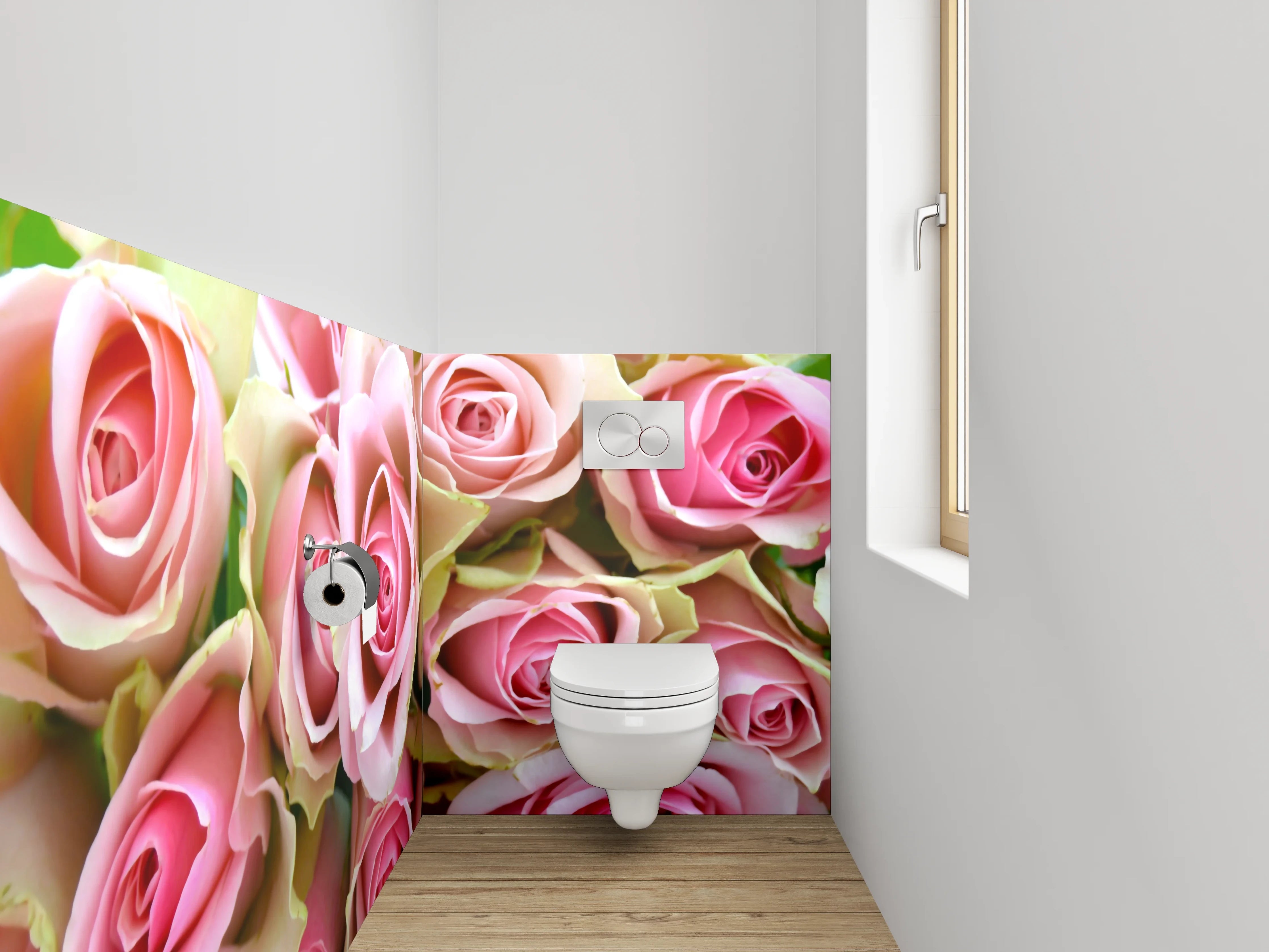 WC-Rückwand - Romantische rosa Rosenpracht