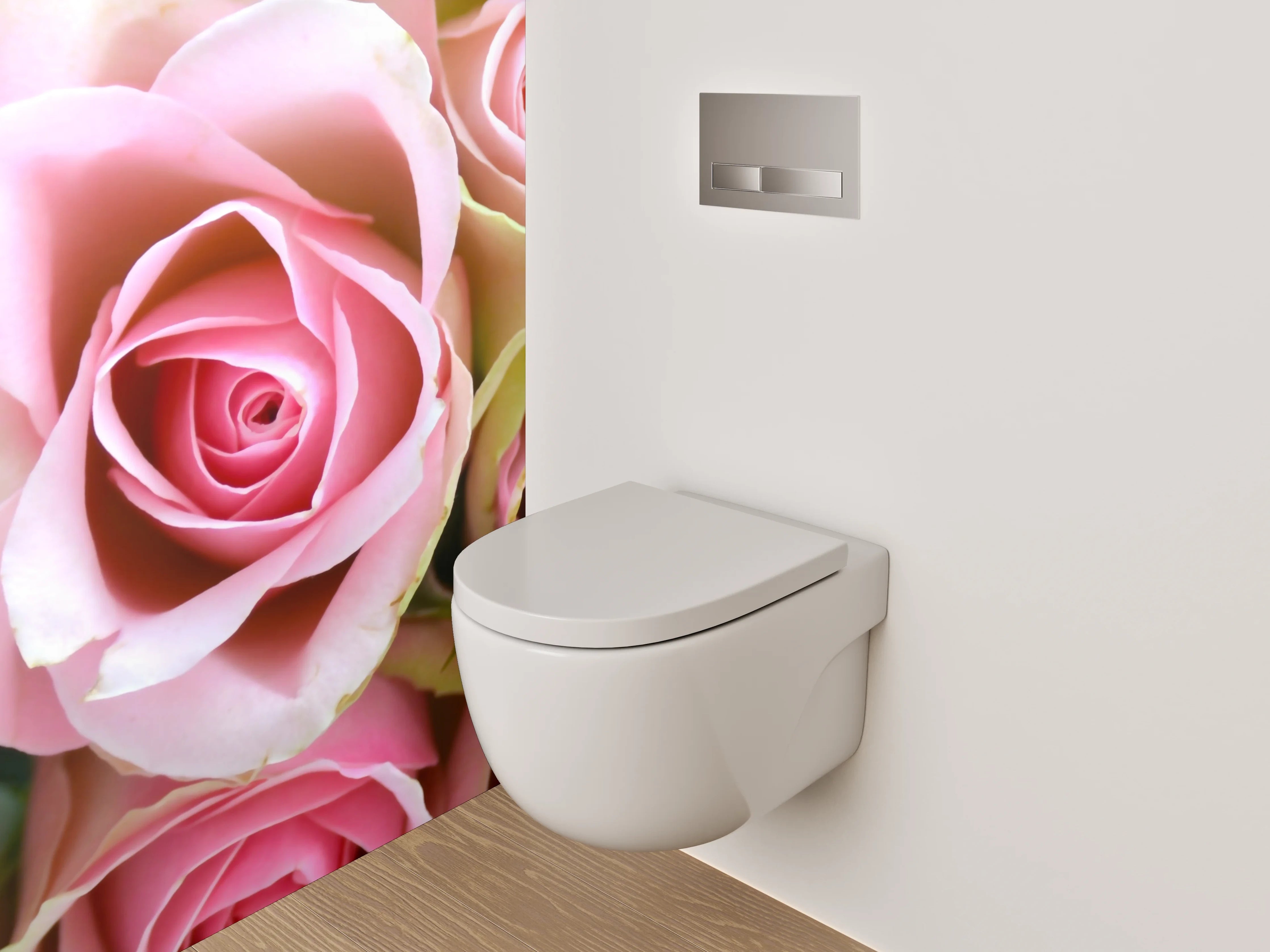 WC-Rückwand - Romantische rosa Rosenpracht