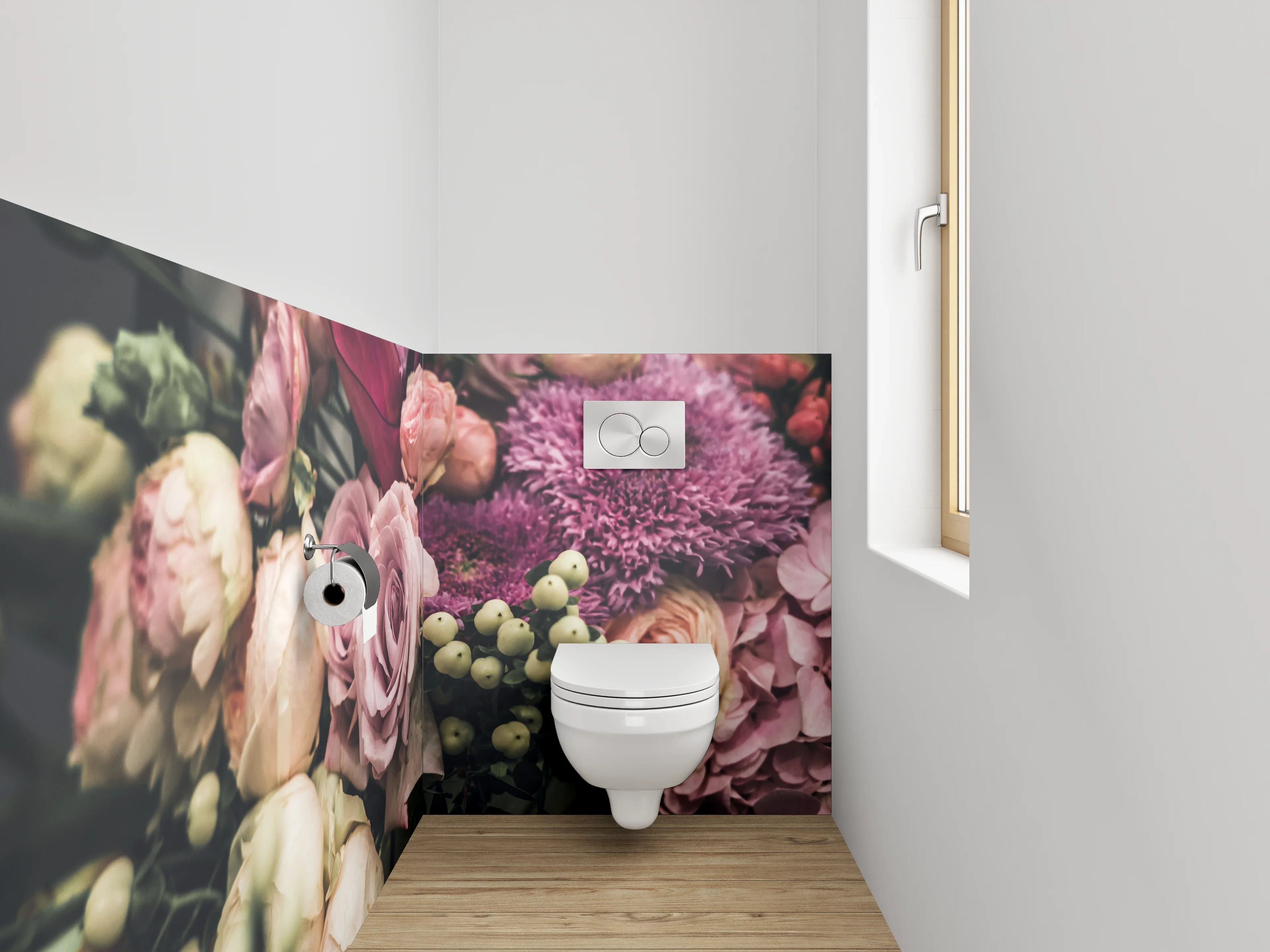 WC-Rückwand - Romantischer Blumenstrauß Vintage