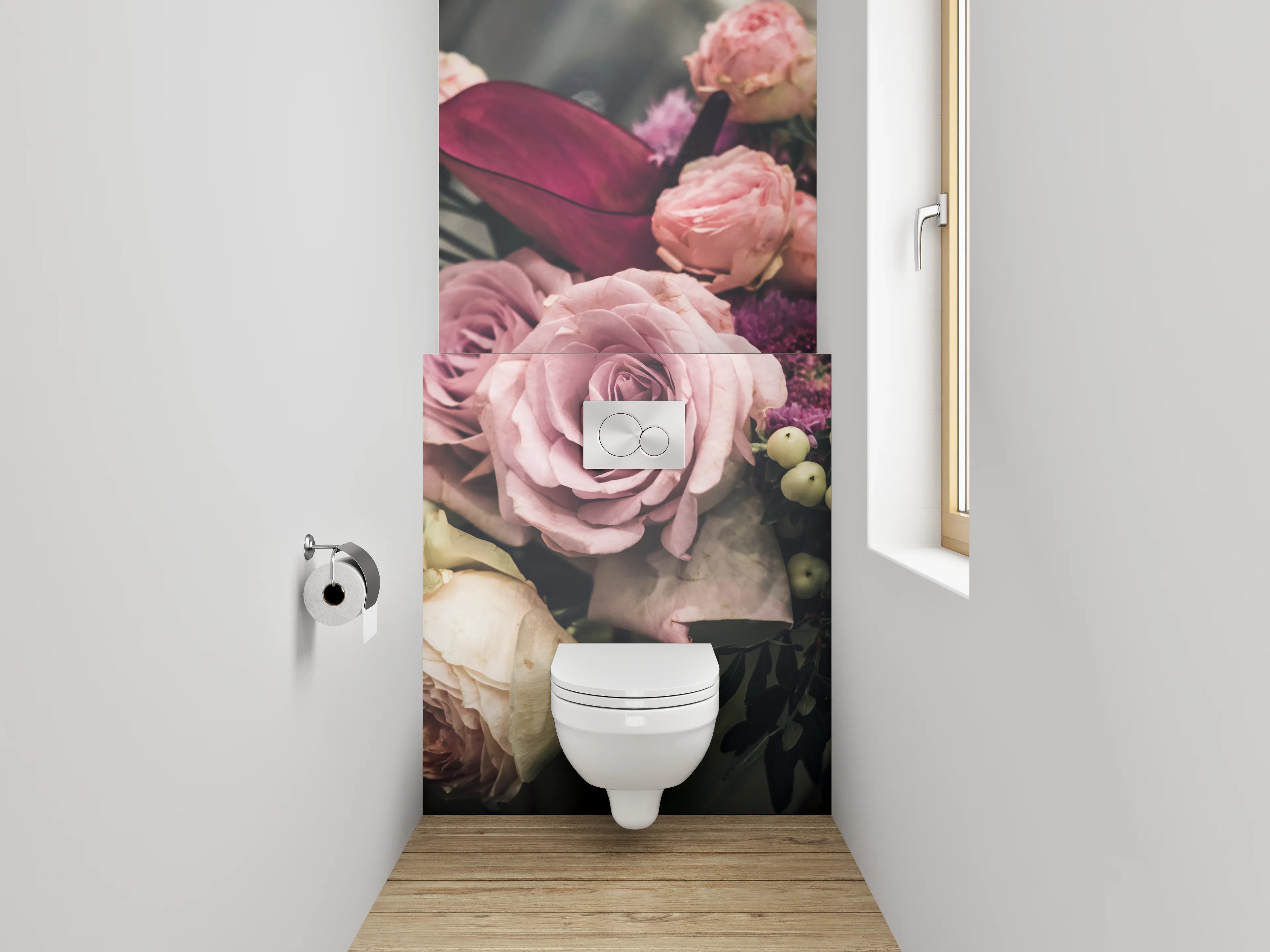 WC-Rückwand - Romantischer Blumenstrauß Vintage