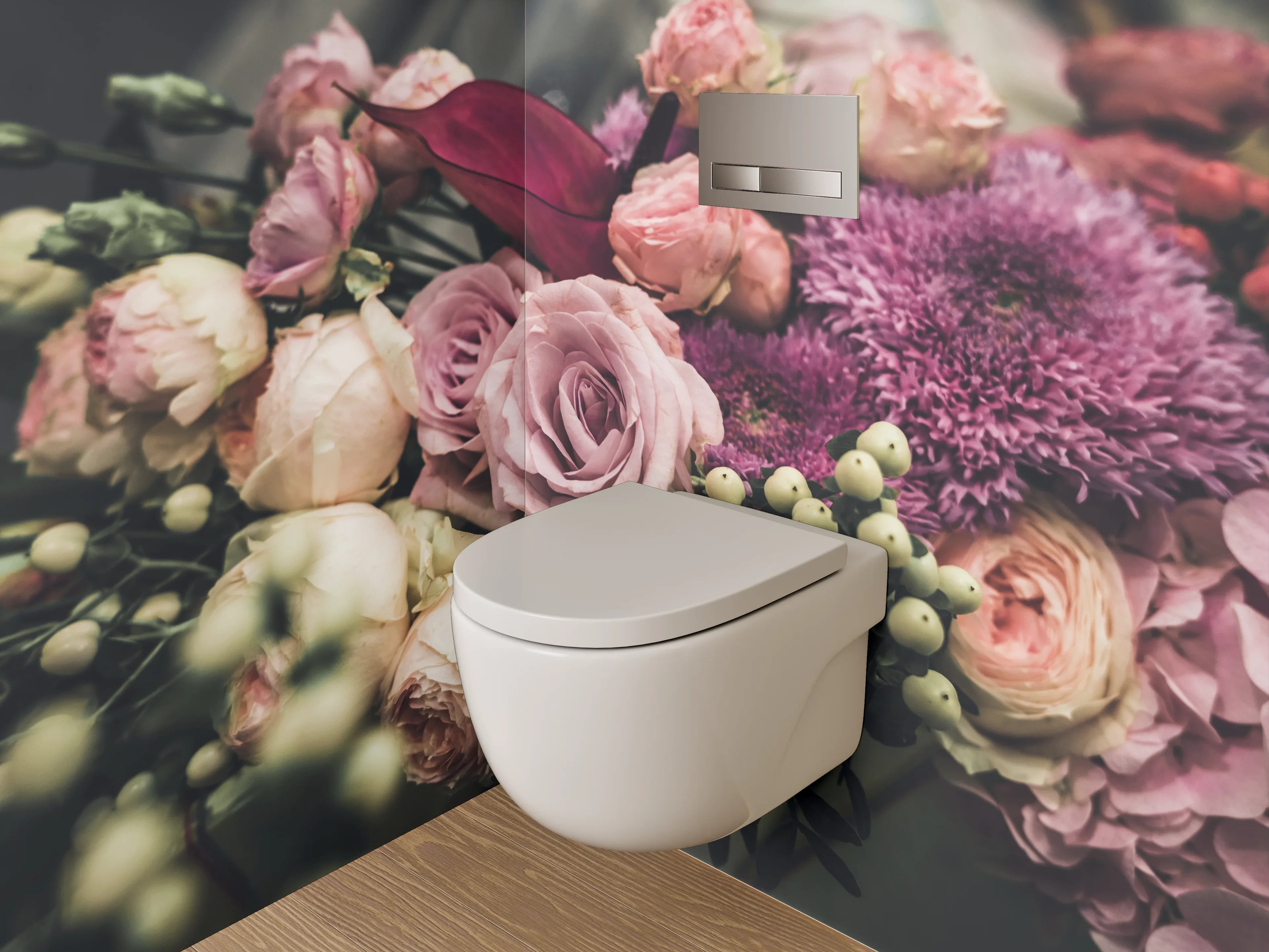 WC-Rückwand - Romantischer Blumenstrauß Vintage