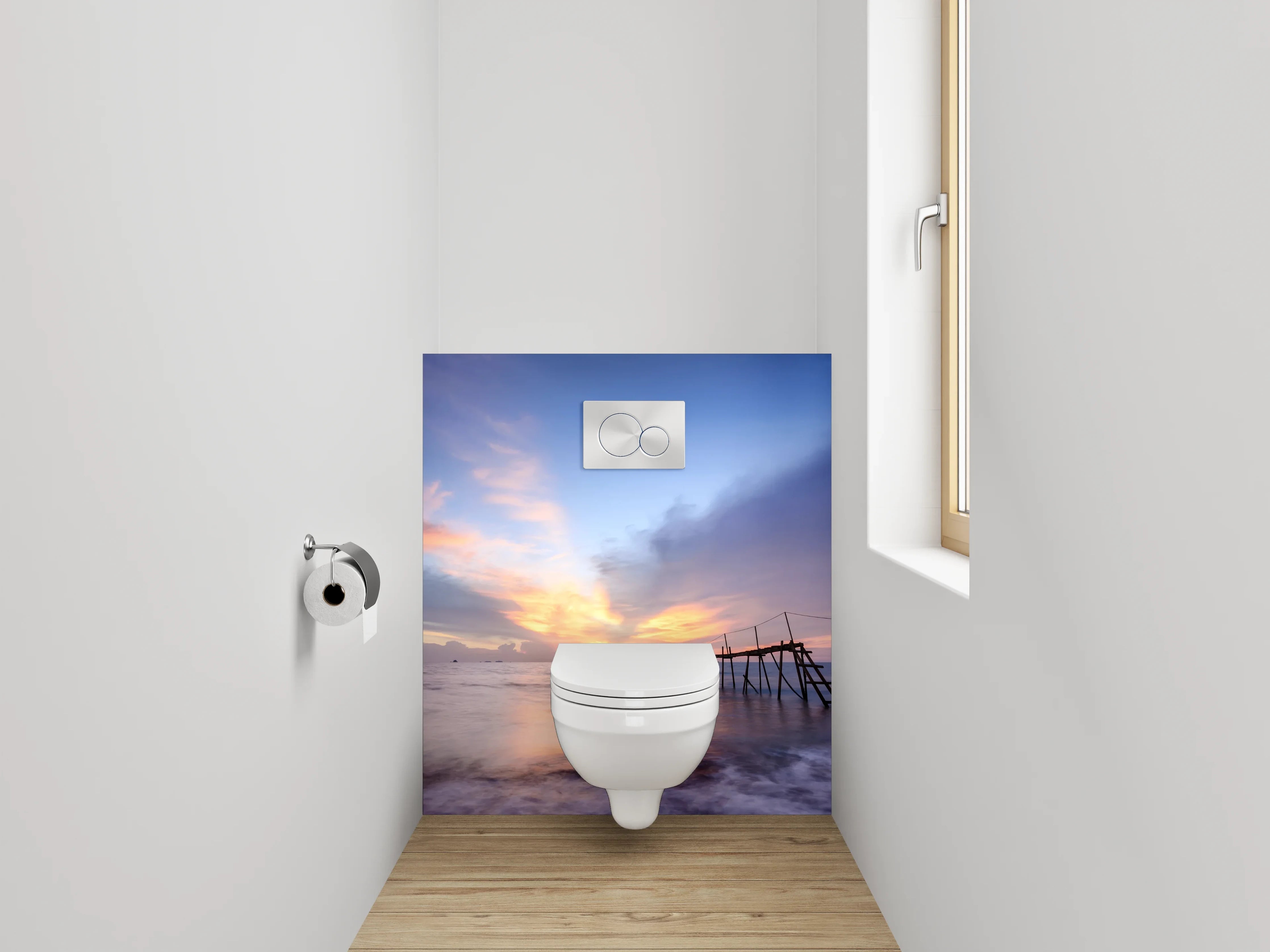 WC-Rückwand - Romantischer Sonnenuntergang am Meer
