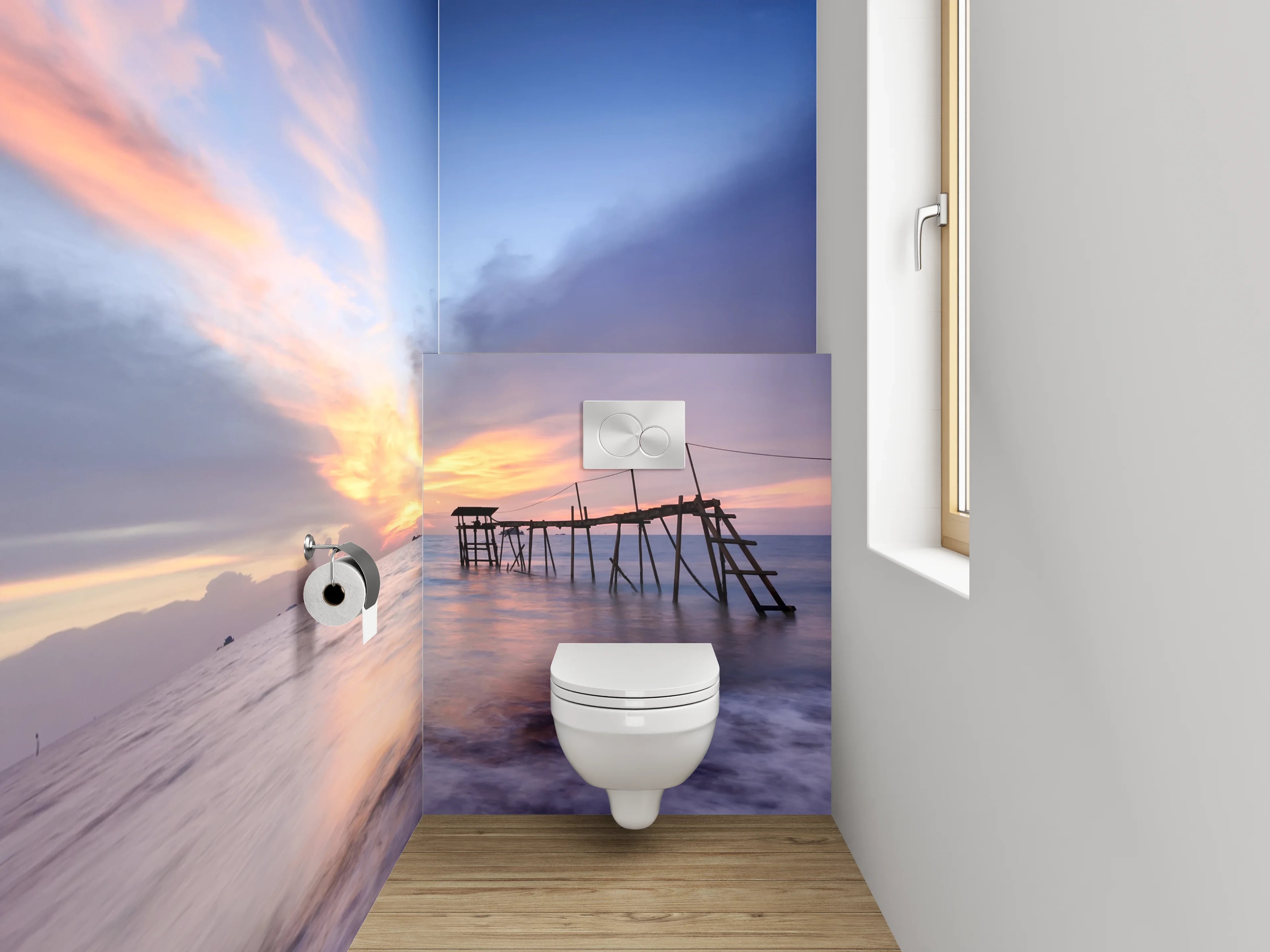 WC-Rückwand - Romantischer Sonnenuntergang am Meer