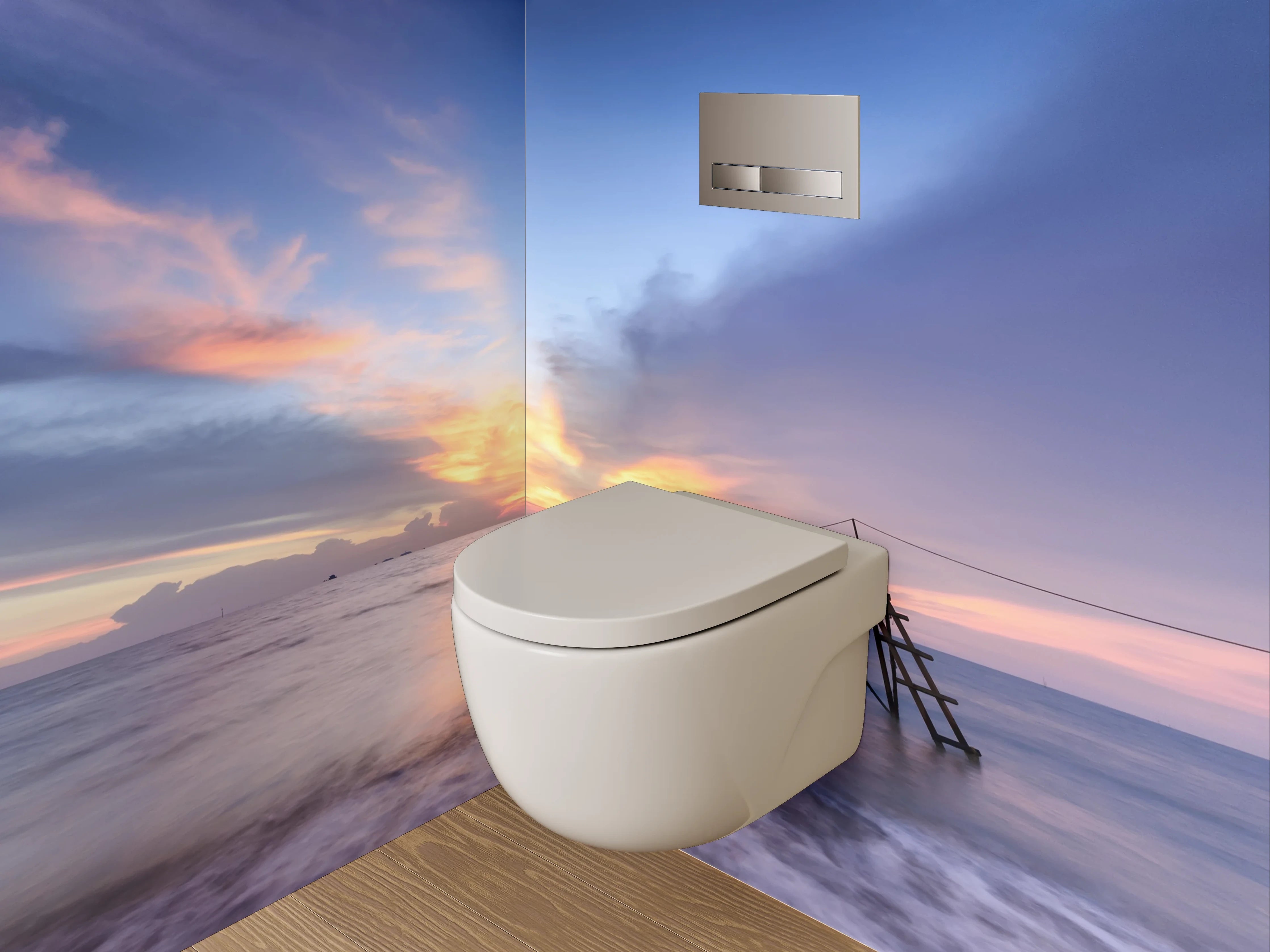 WC-Rückwand - Romantischer Sonnenuntergang am Meer