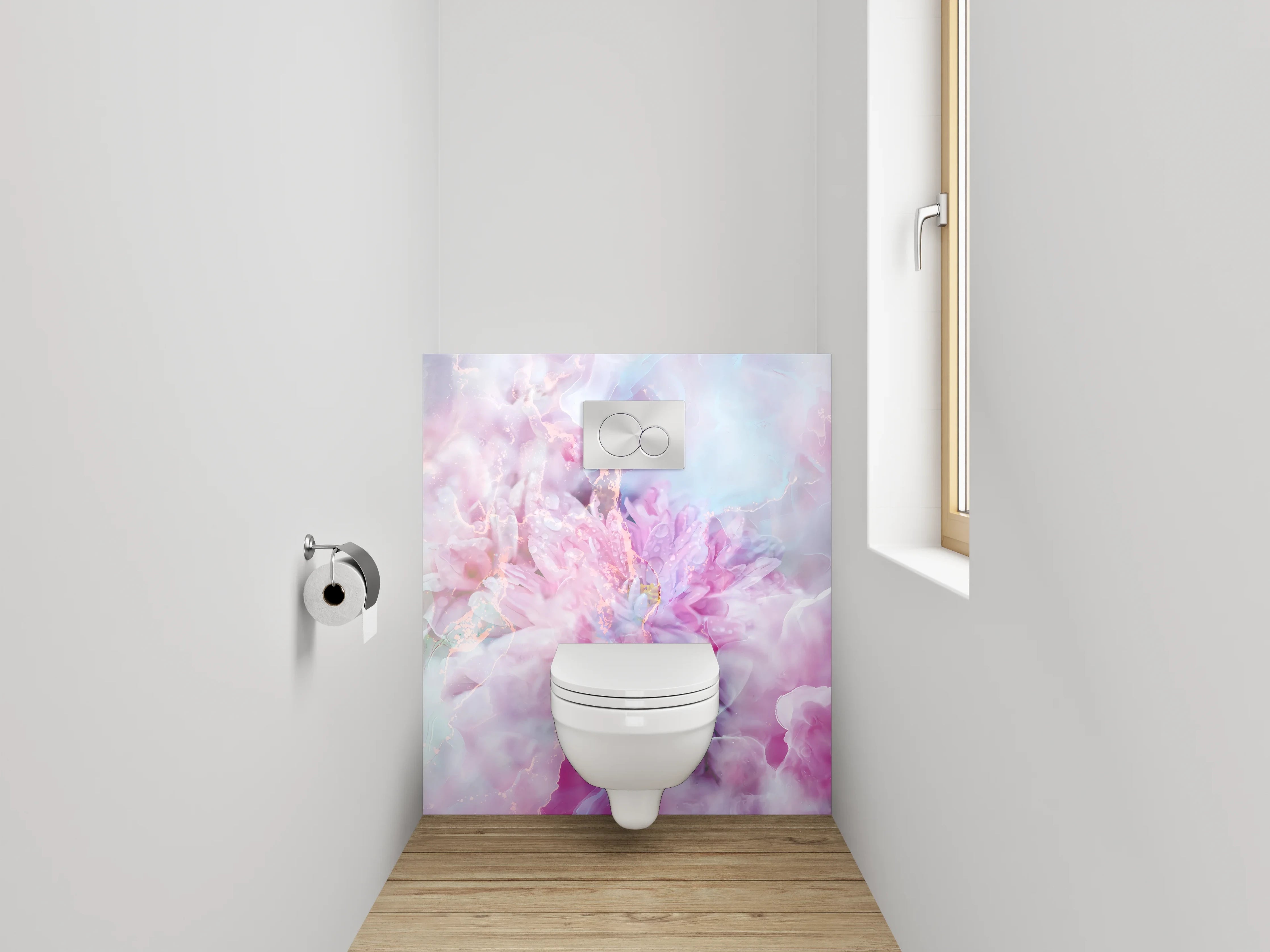WC-Rückwand - Romantisches Blütenmeer in Pastellfarben