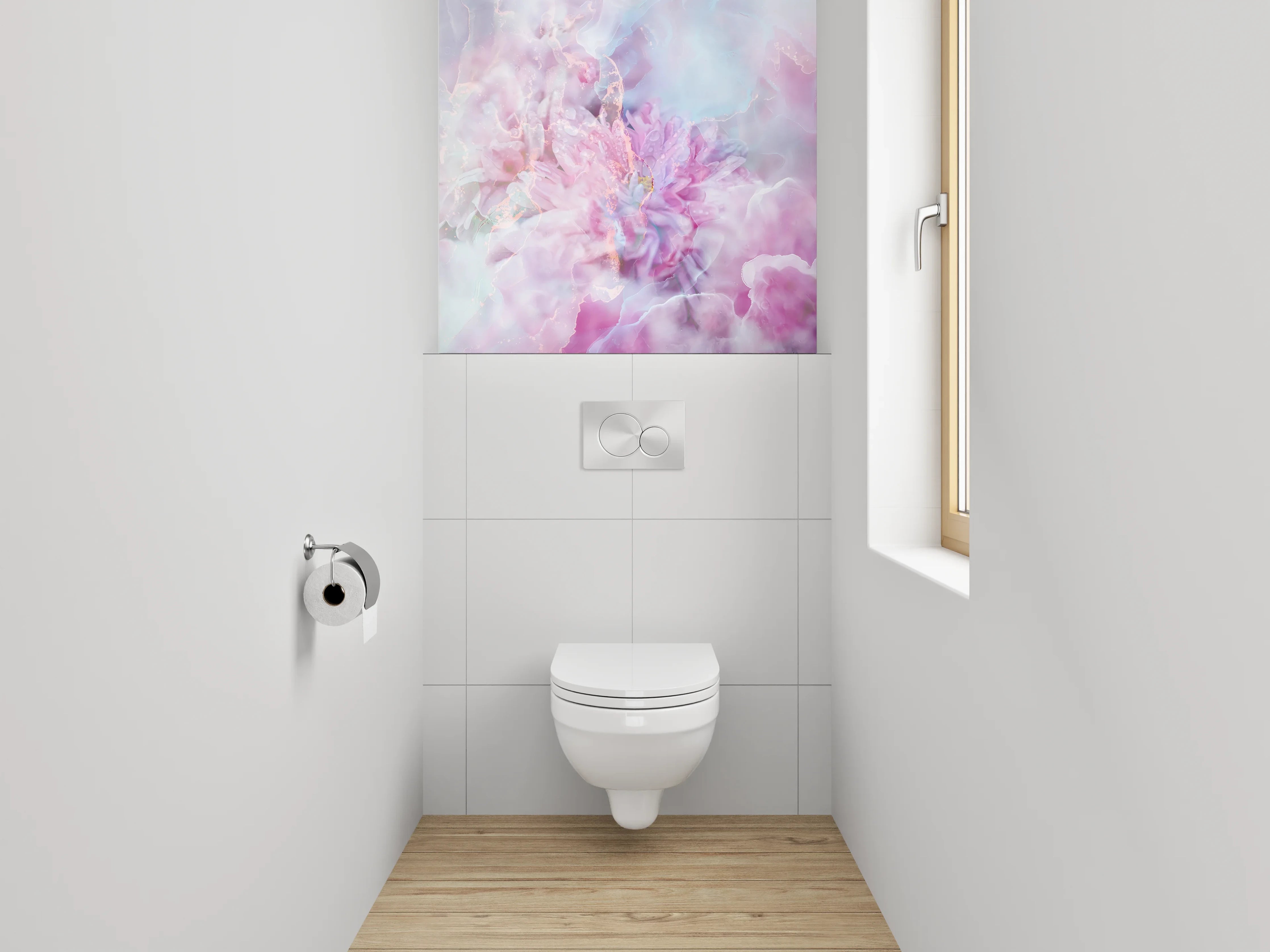 WC-Rückwand - Romantisches Blütenmeer in Pastellfarben