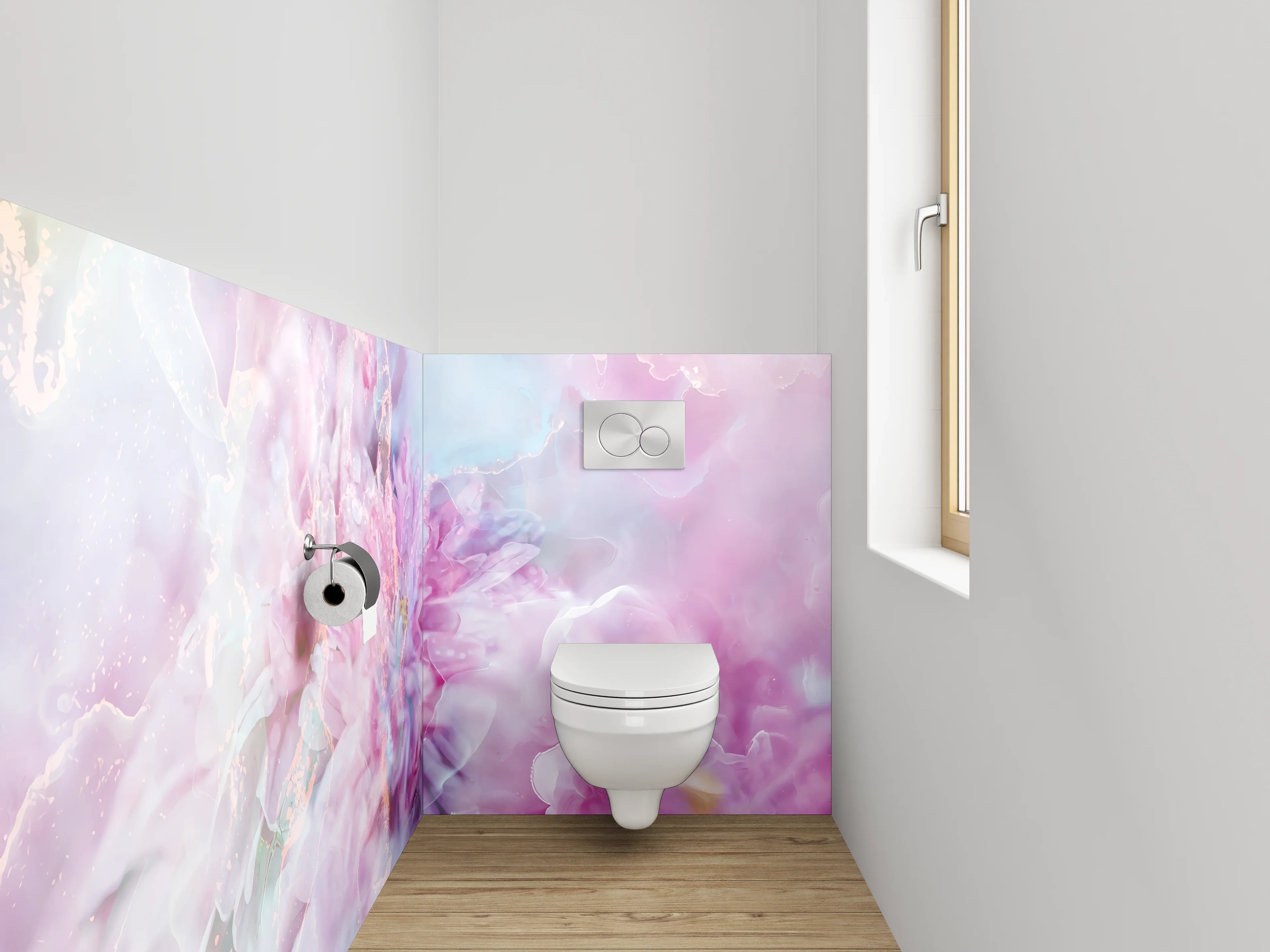 WC-Rückwand - Romantisches Blütenmeer in Pastellfarben