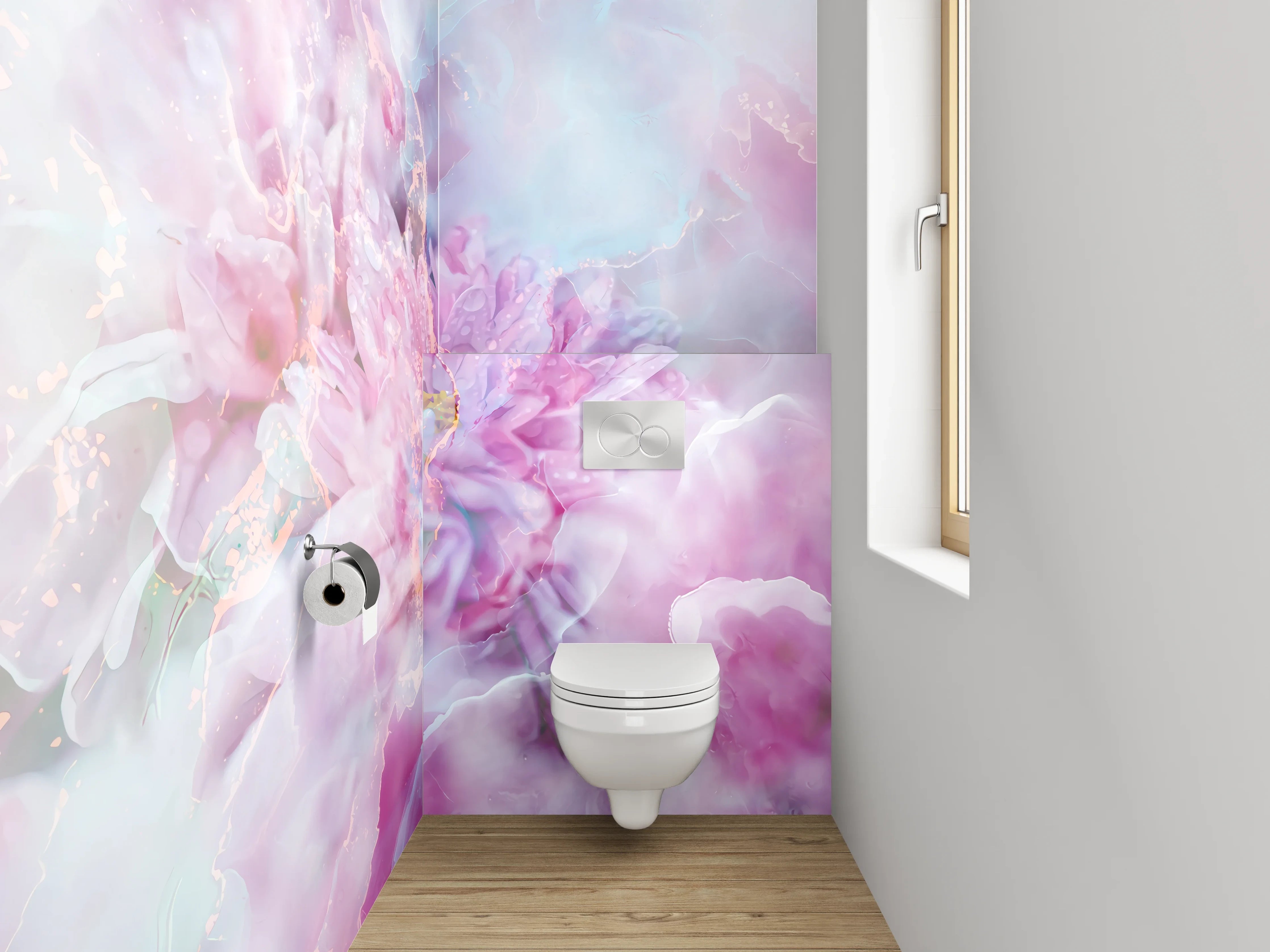 WC-Rückwand - Romantisches Blütenmeer in Pastellfarben