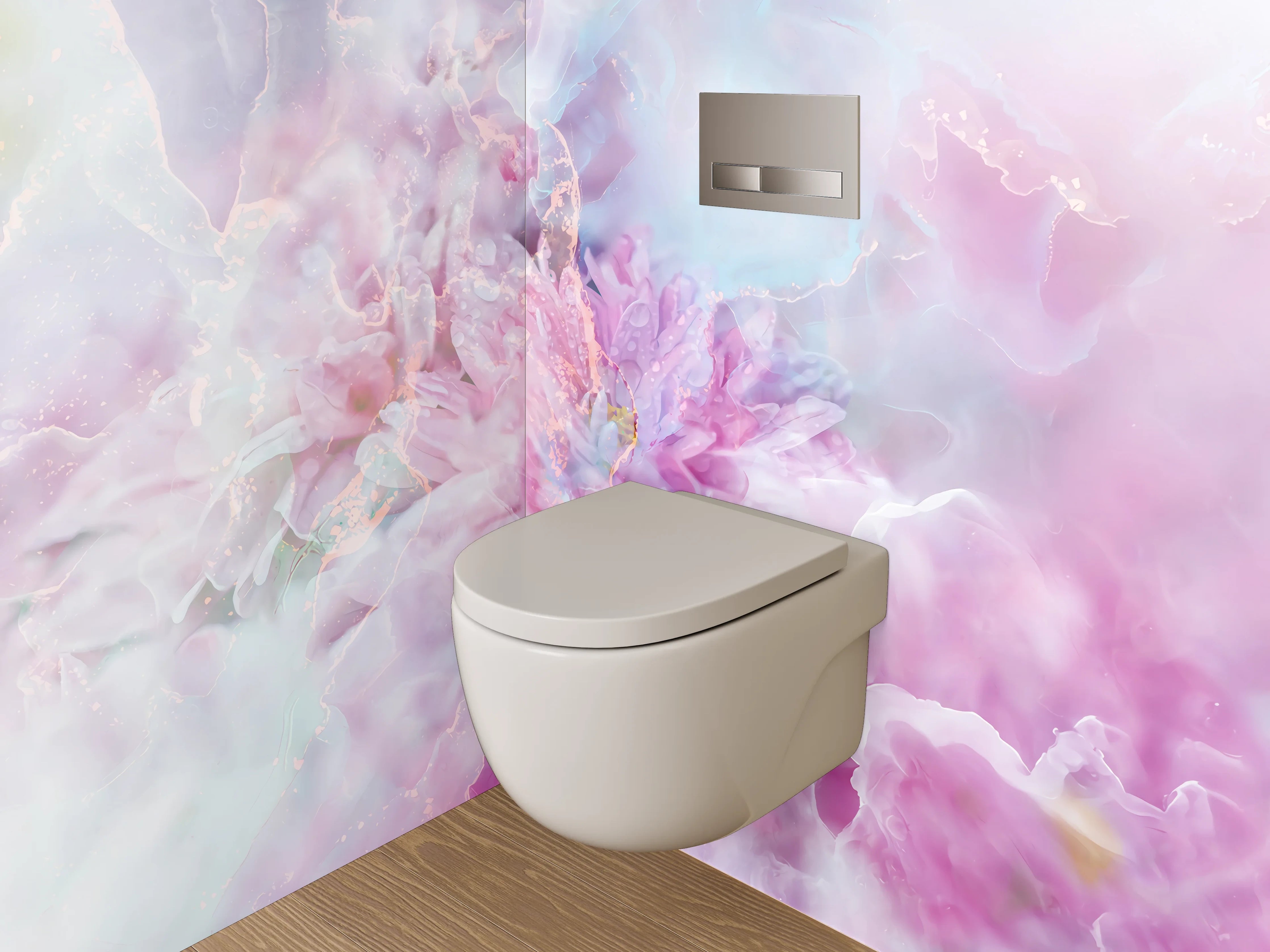 WC-Rückwand - Romantisches Blütenmeer in Pastellfarben