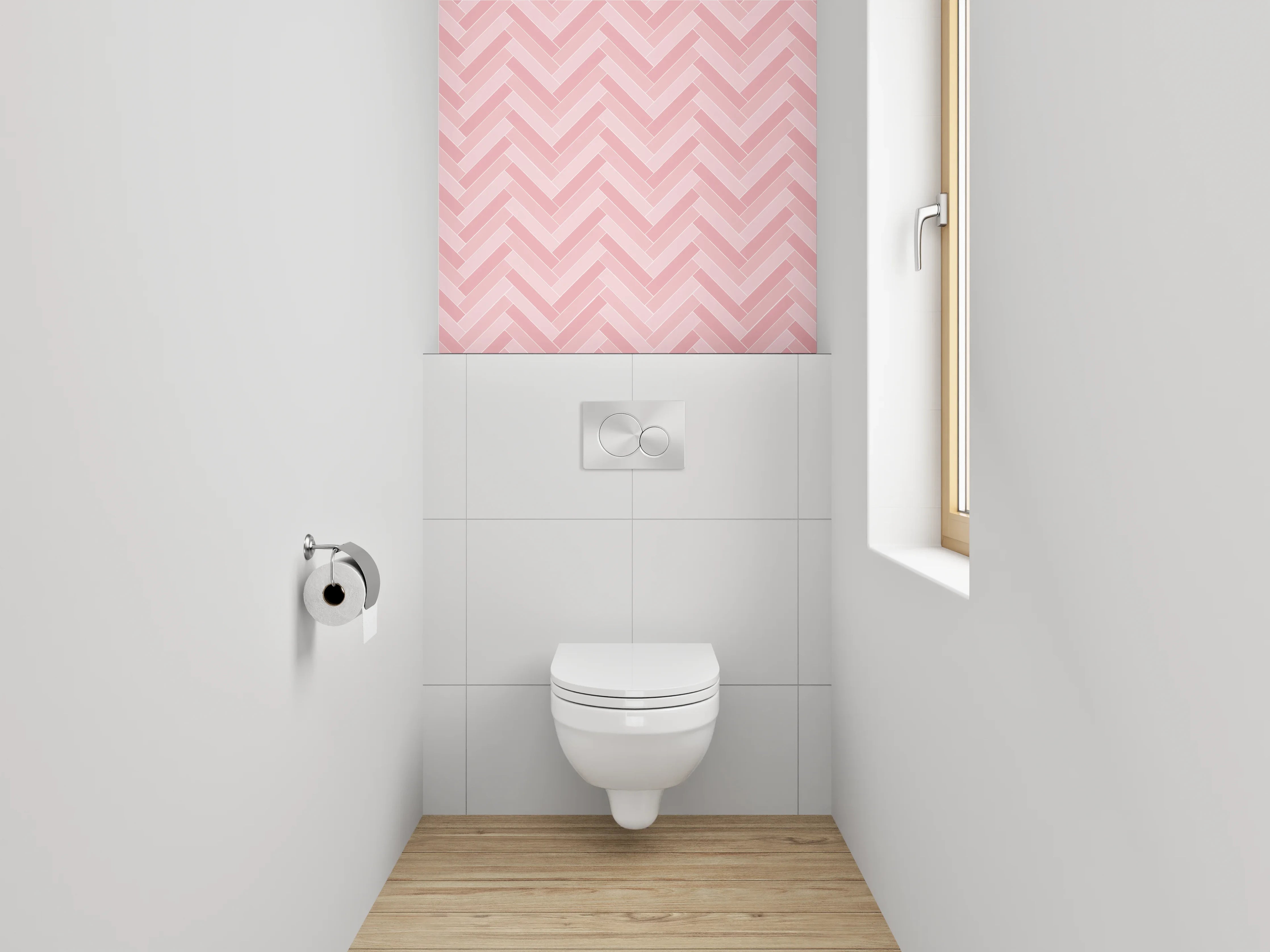 WC-Rückwand - Rosa Fischgrät Muster Fliesenoptik
