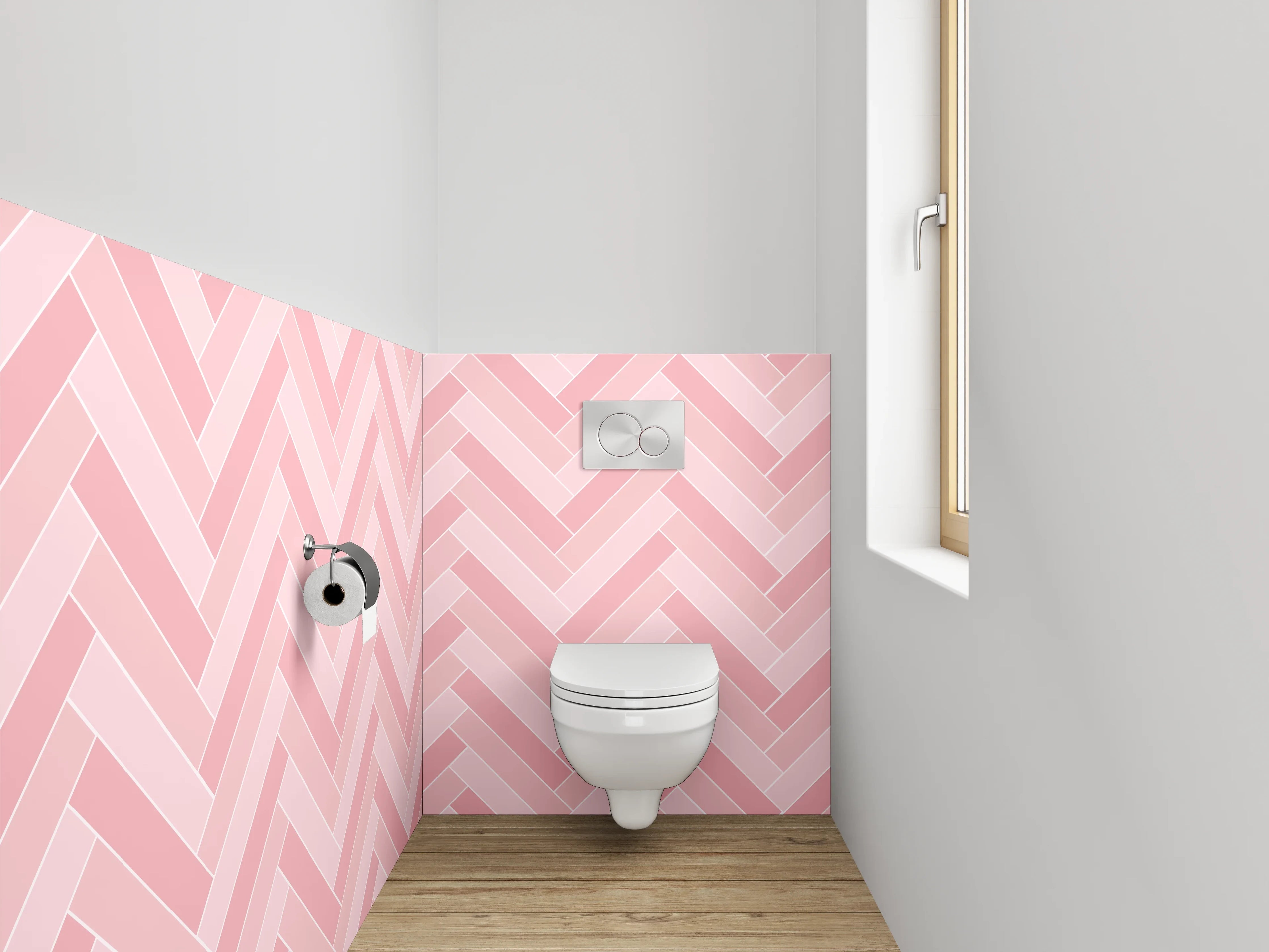 WC-Rückwand - Rosa Fischgrät Muster Fliesenoptik