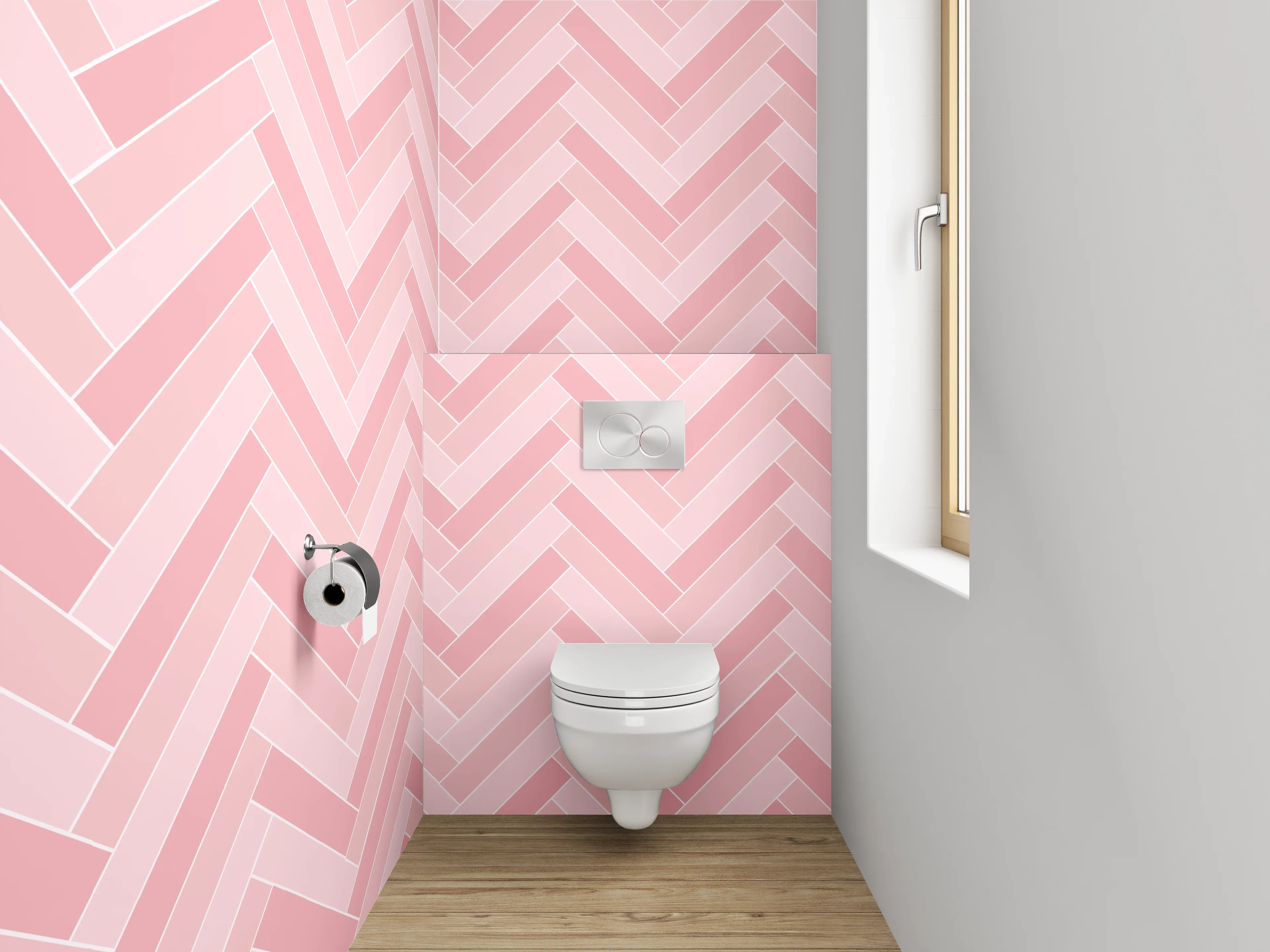 WC-Rückwand - Rosa Fischgrät Muster Fliesenoptik