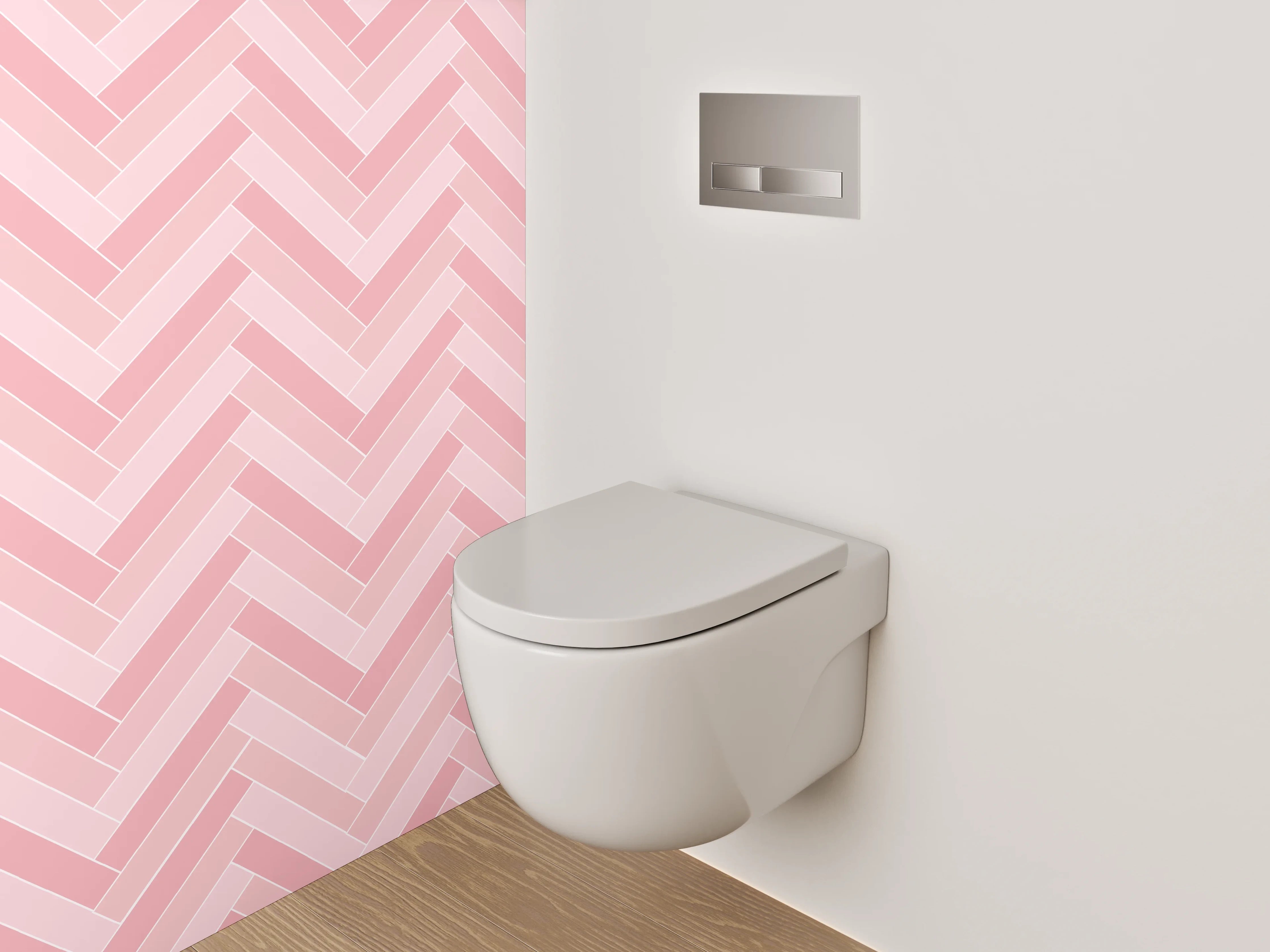 WC-Rückwand - Rosa Fischgrät Muster Fliesenoptik