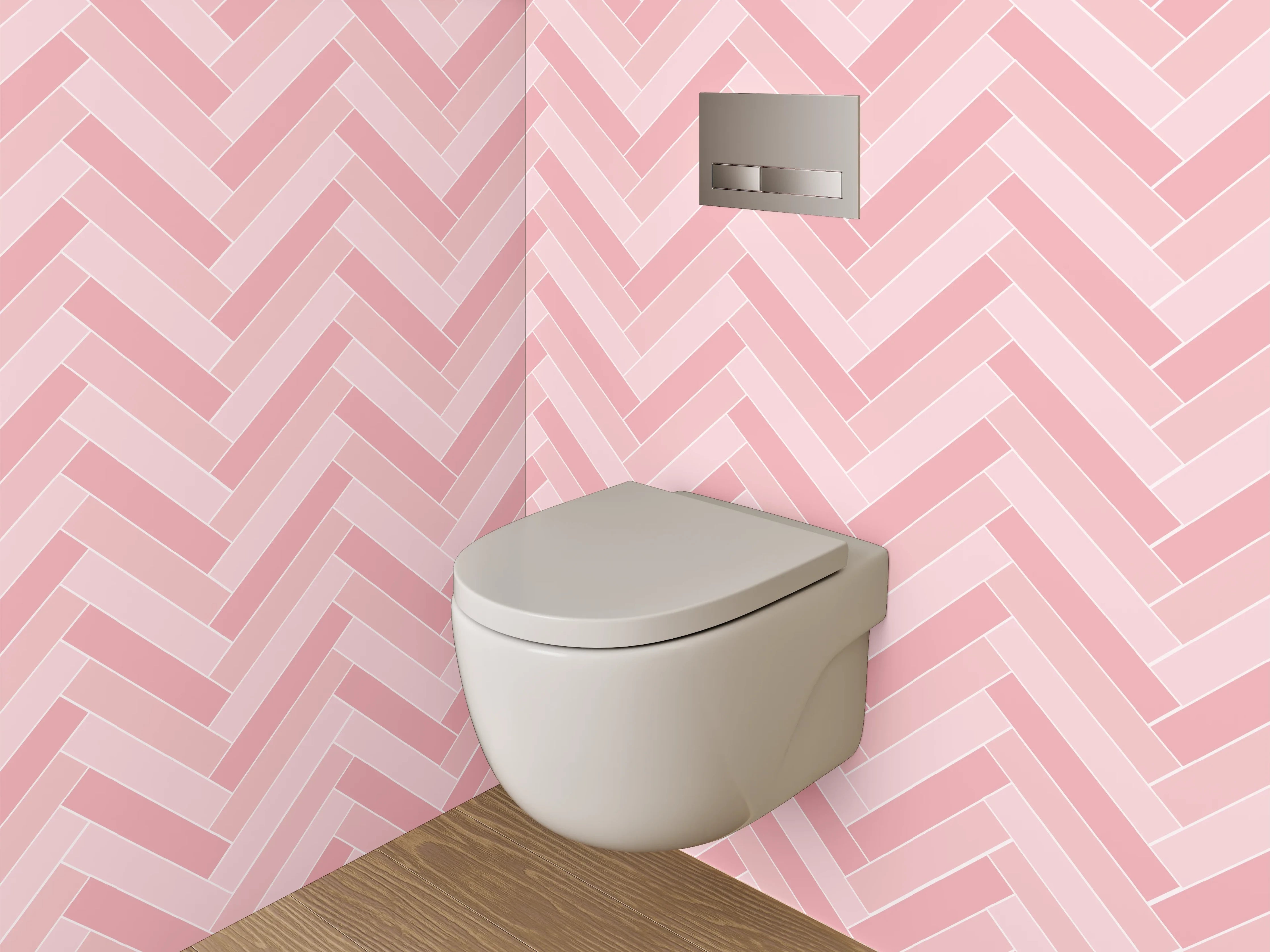 WC-Rückwand - Rosa Fischgrät Muster Fliesenoptik