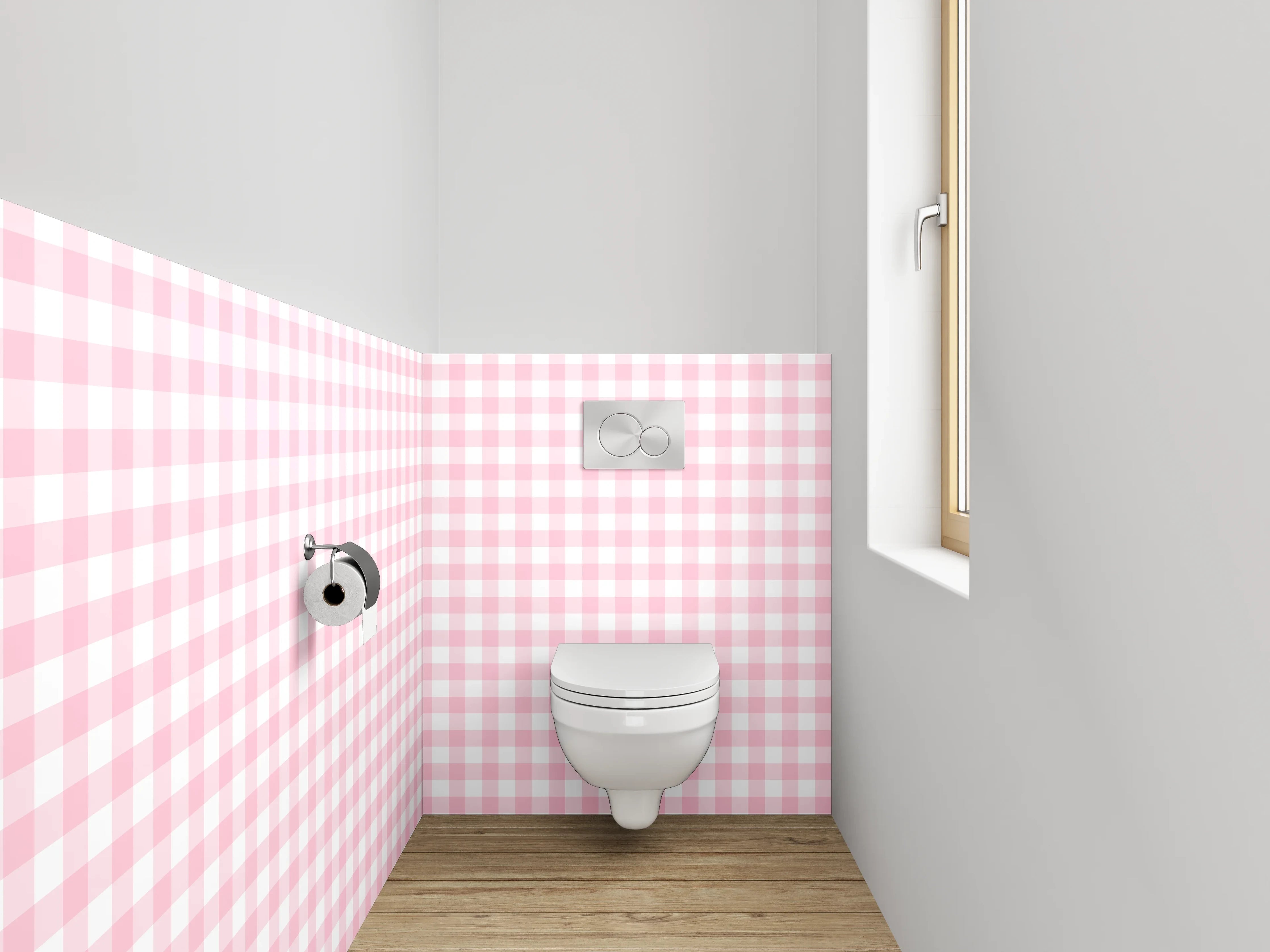WC-Rückwand - Rosa Karo Muster Pastell