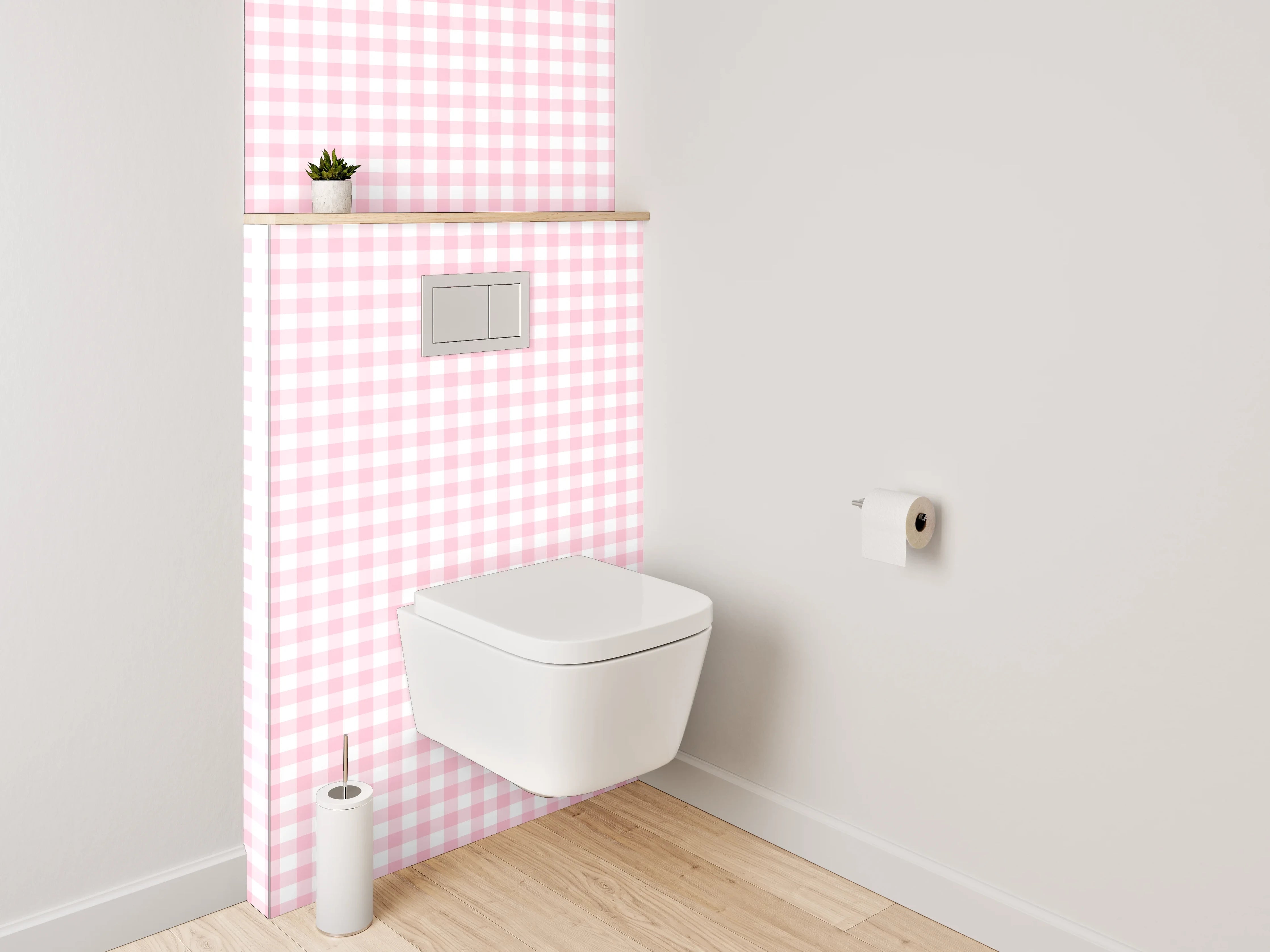 WC-Rückwand - Rosa Karo Muster Pastell