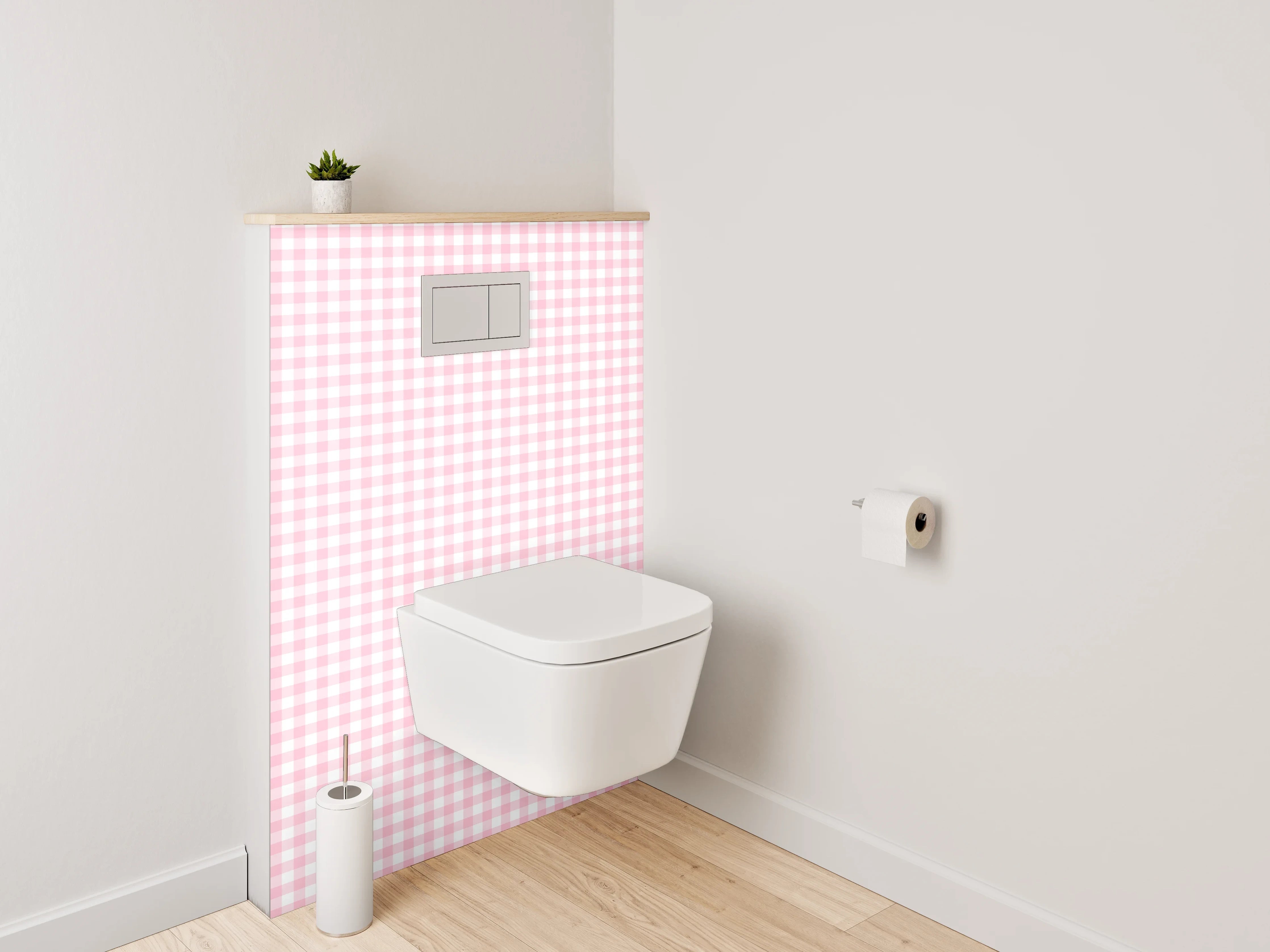 WC-Rückwand - Rosa Karo Muster Pastell