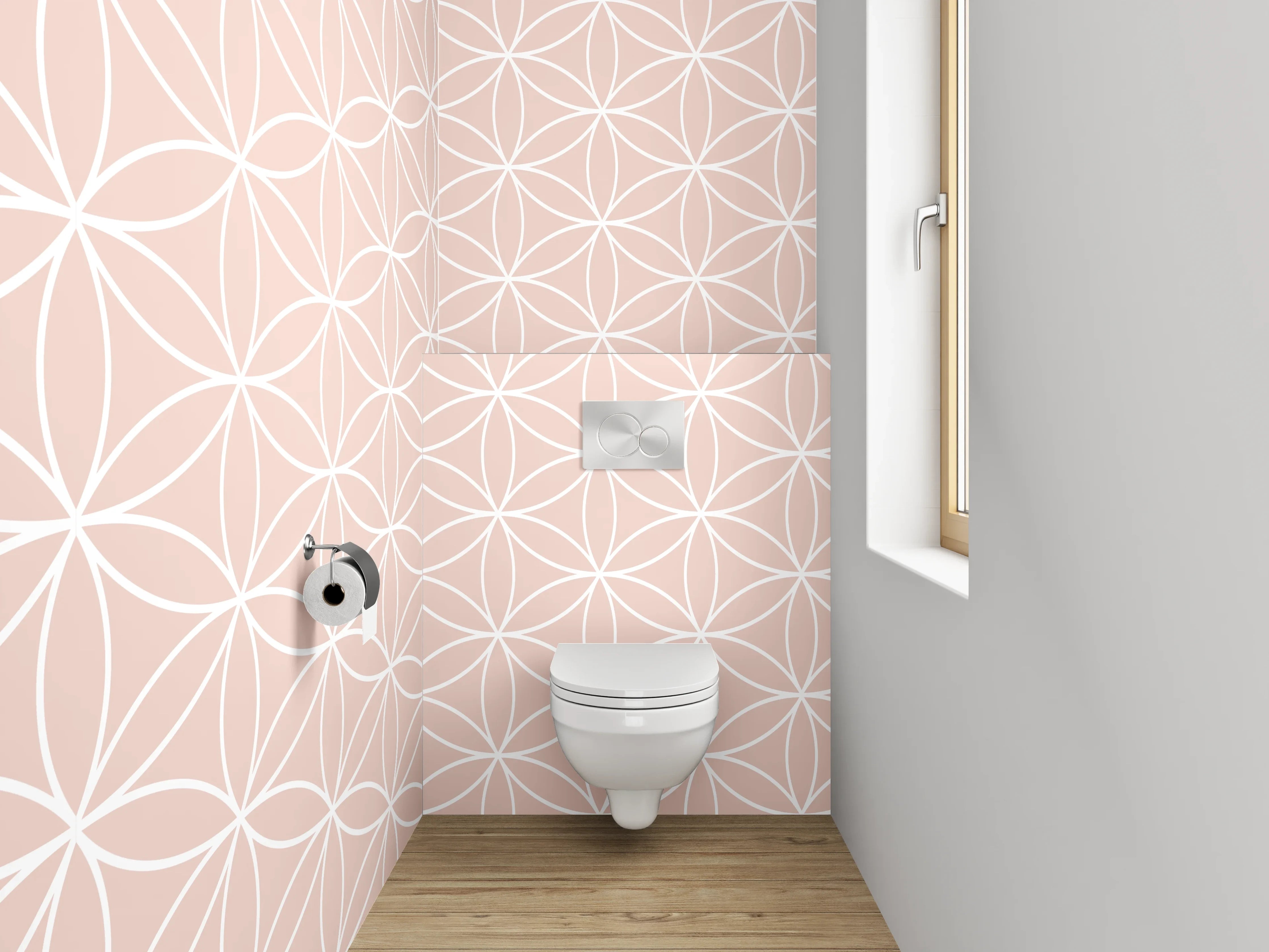 WC-Rückwand - Rosa geometrisches Vintage-Muster
