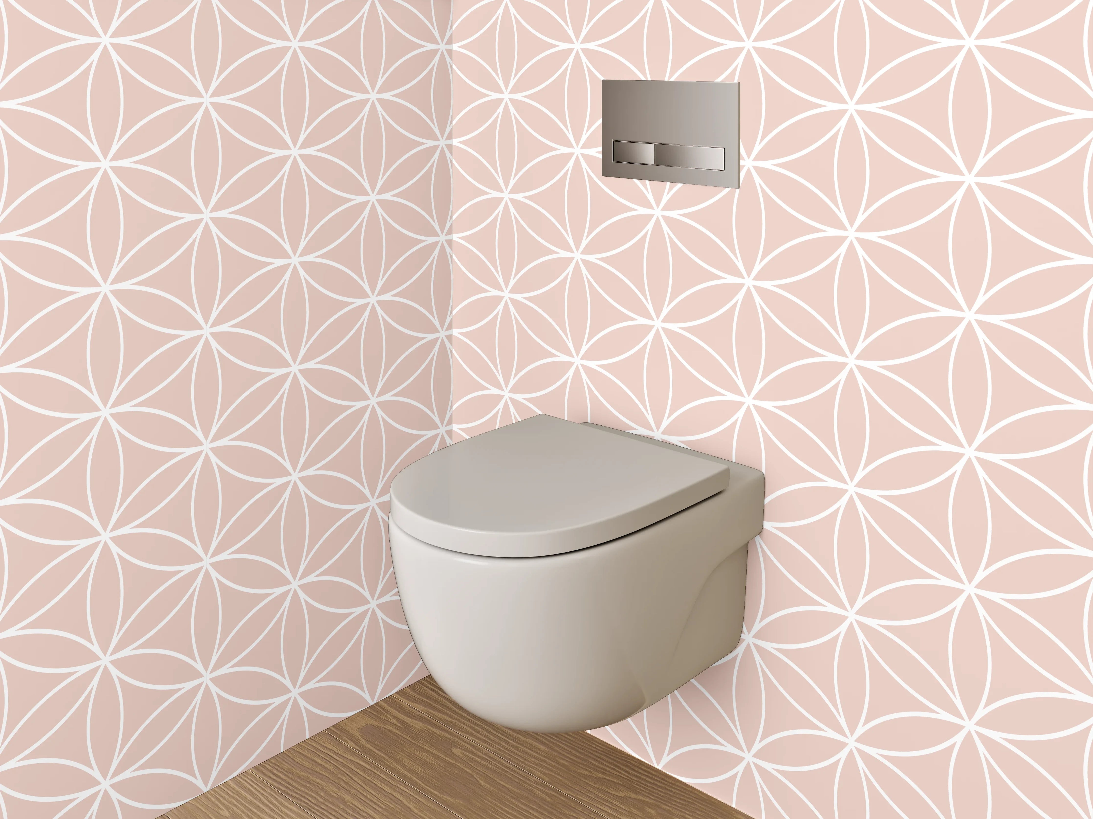 WC-Rückwand - Rosa geometrisches Vintage-Muster
