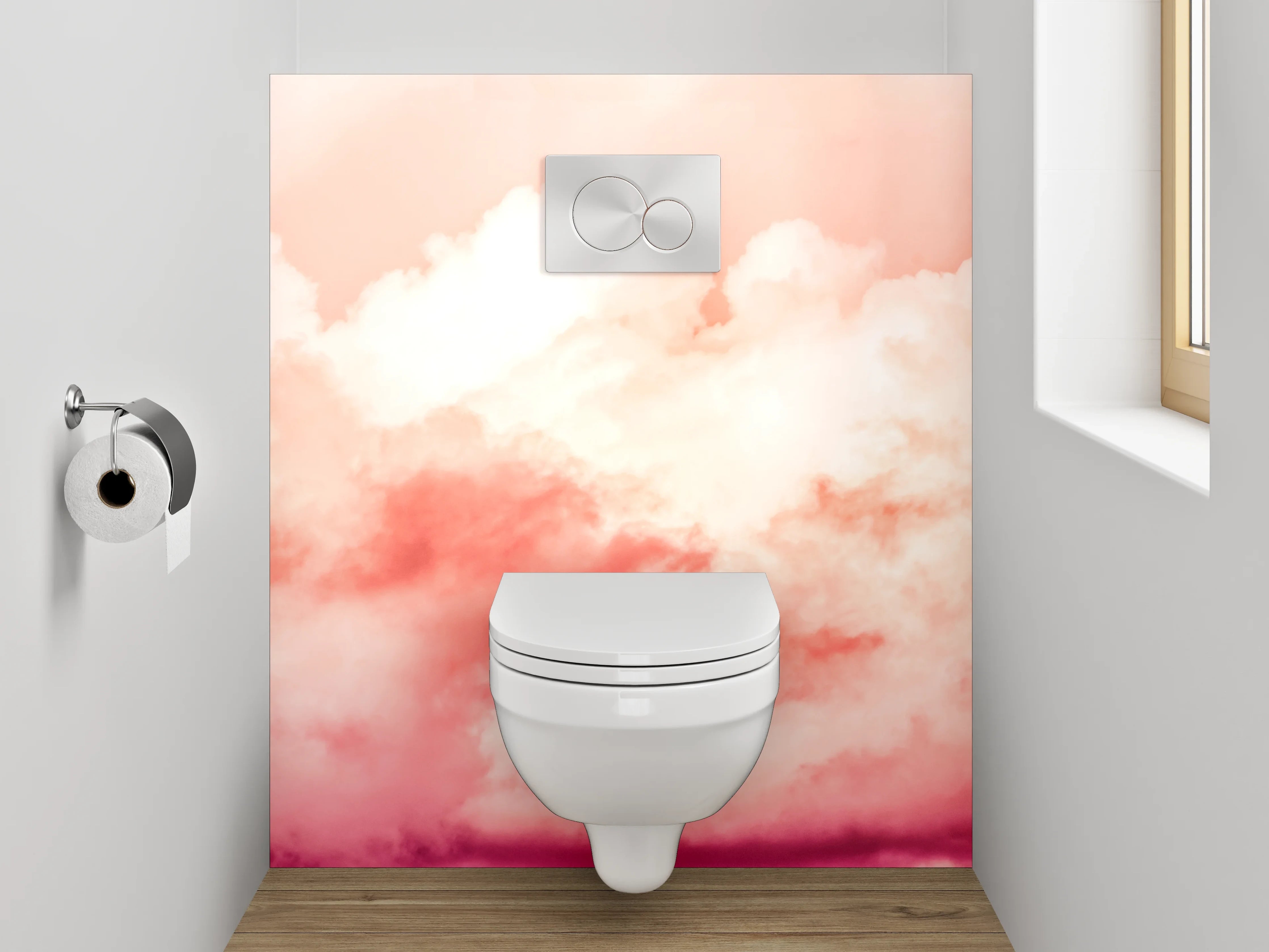 WC-Rückwand - Rosafarbene Himmelwolken Panorama