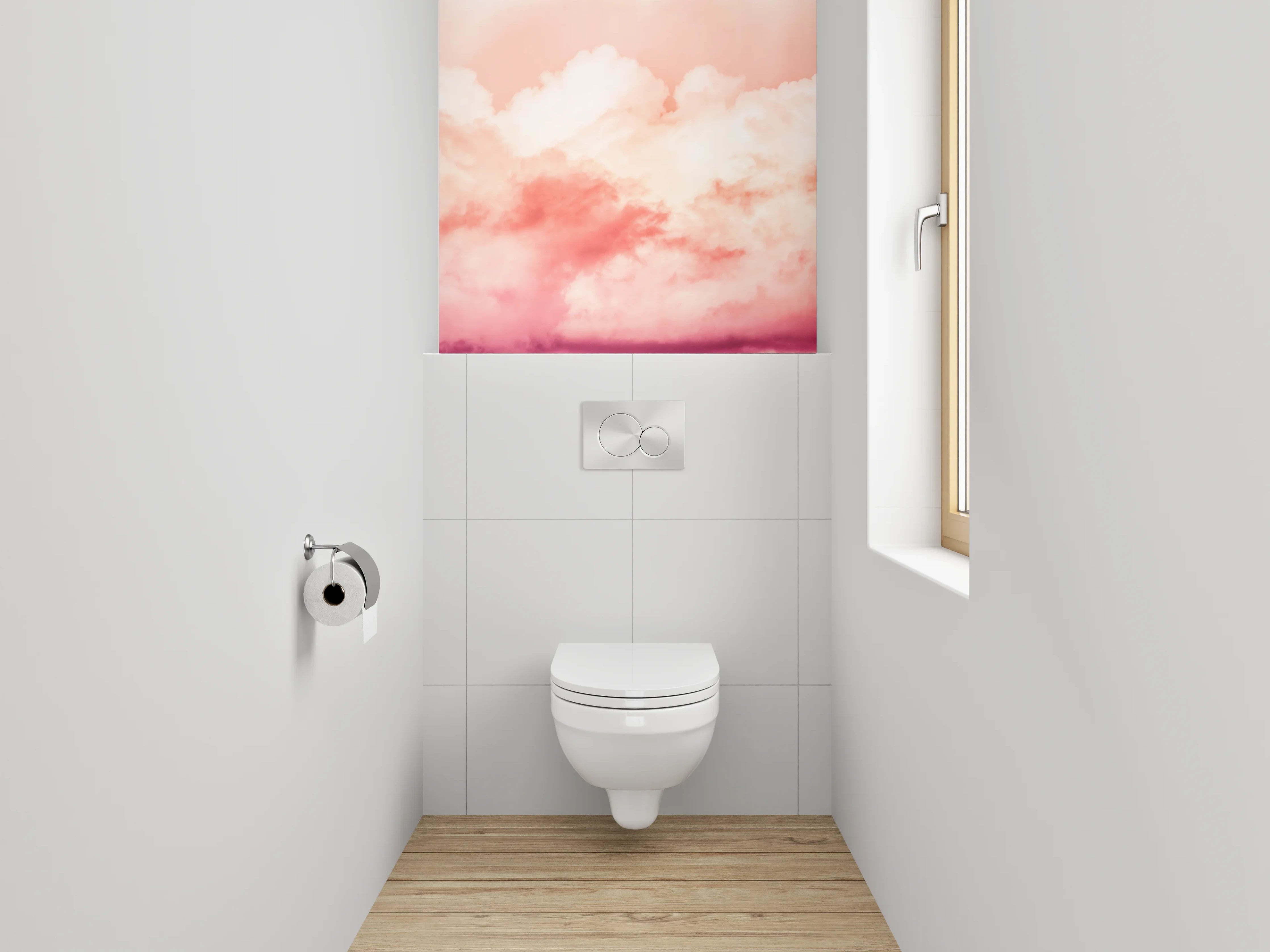 WC-Rückwand - Rosafarbene Himmelwolken Panorama
