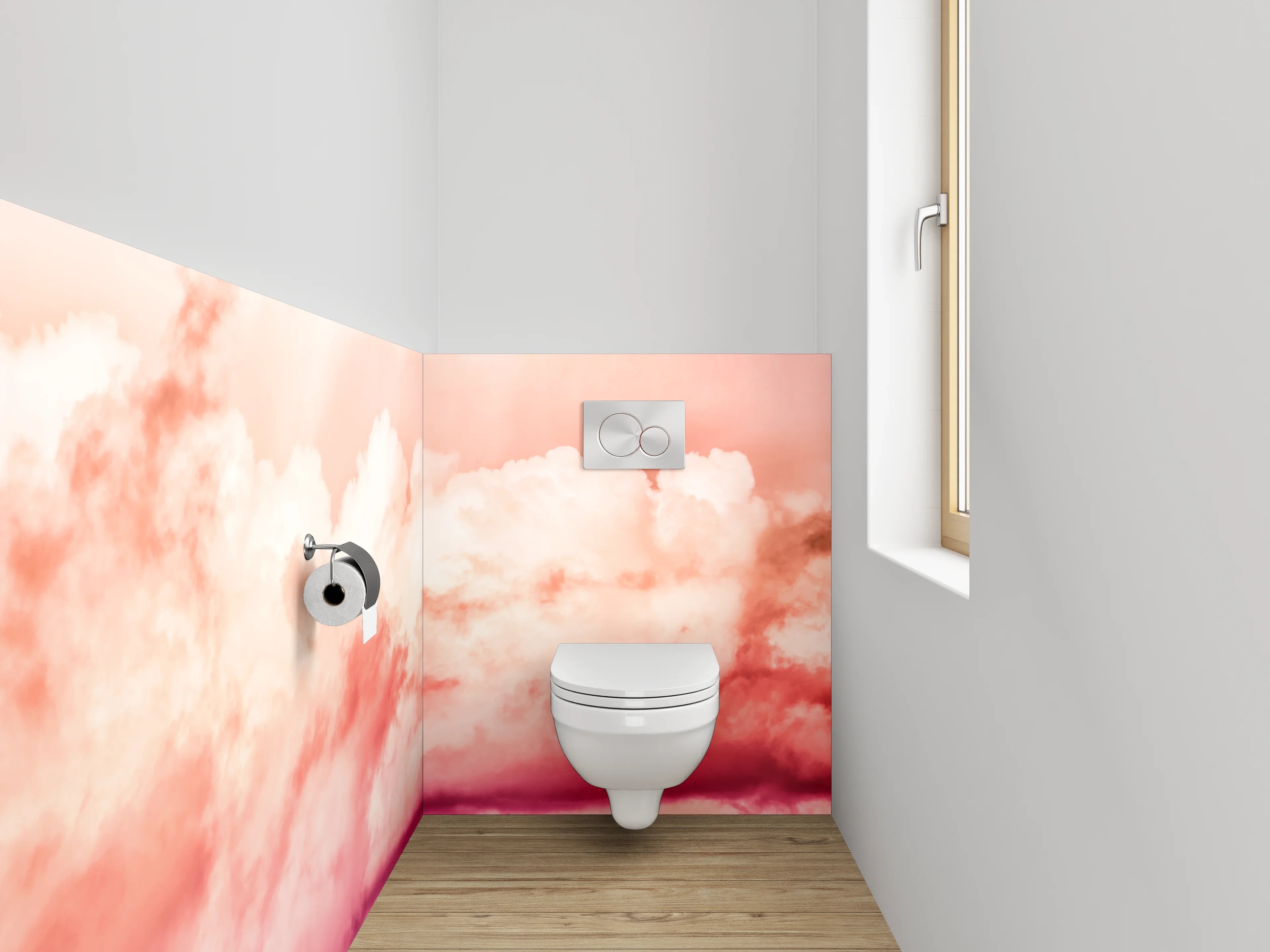 WC-Rückwand - Rosafarbene Himmelwolken Panorama