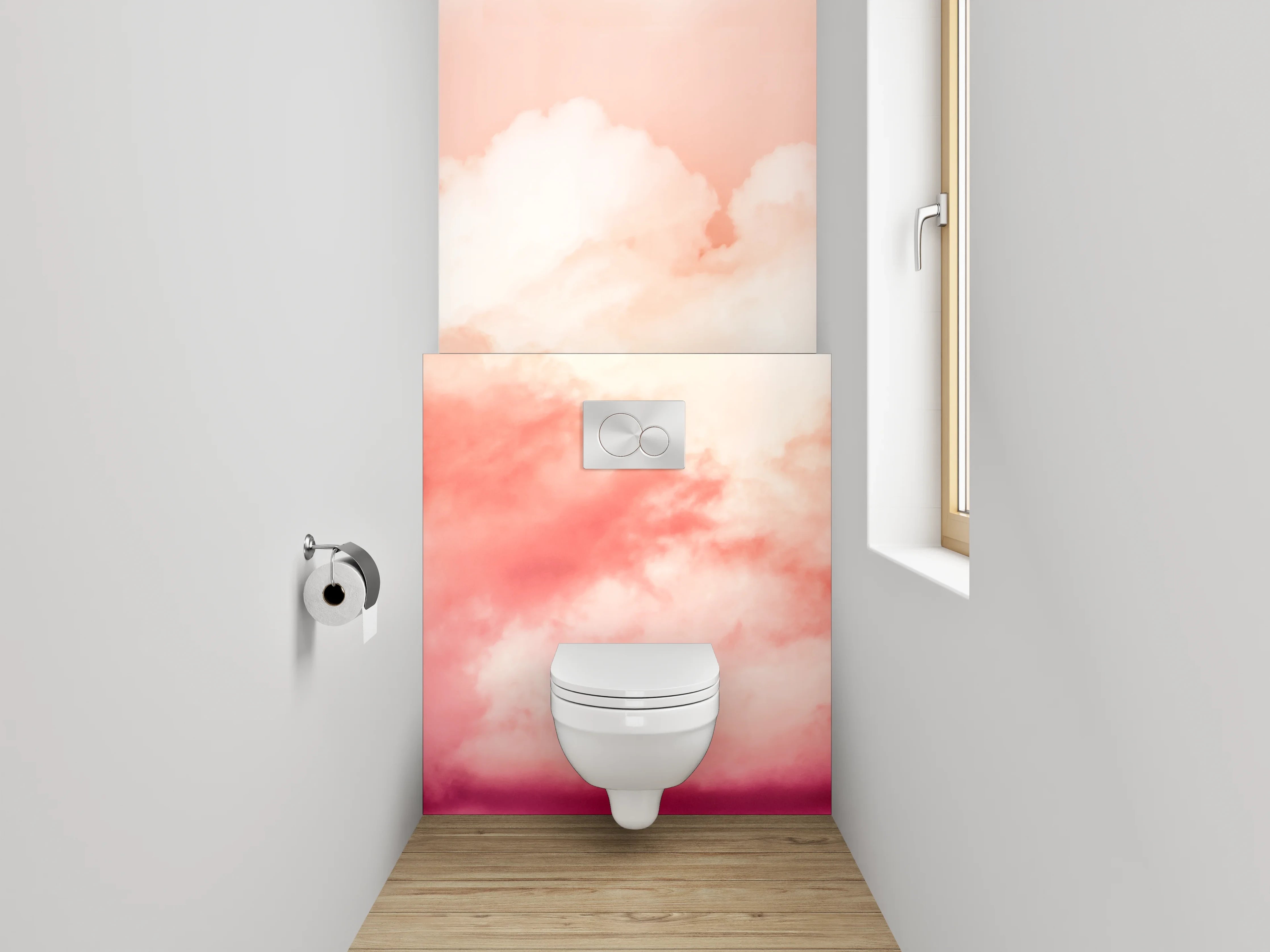 WC-Rückwand - Rosafarbene Himmelwolken Panorama