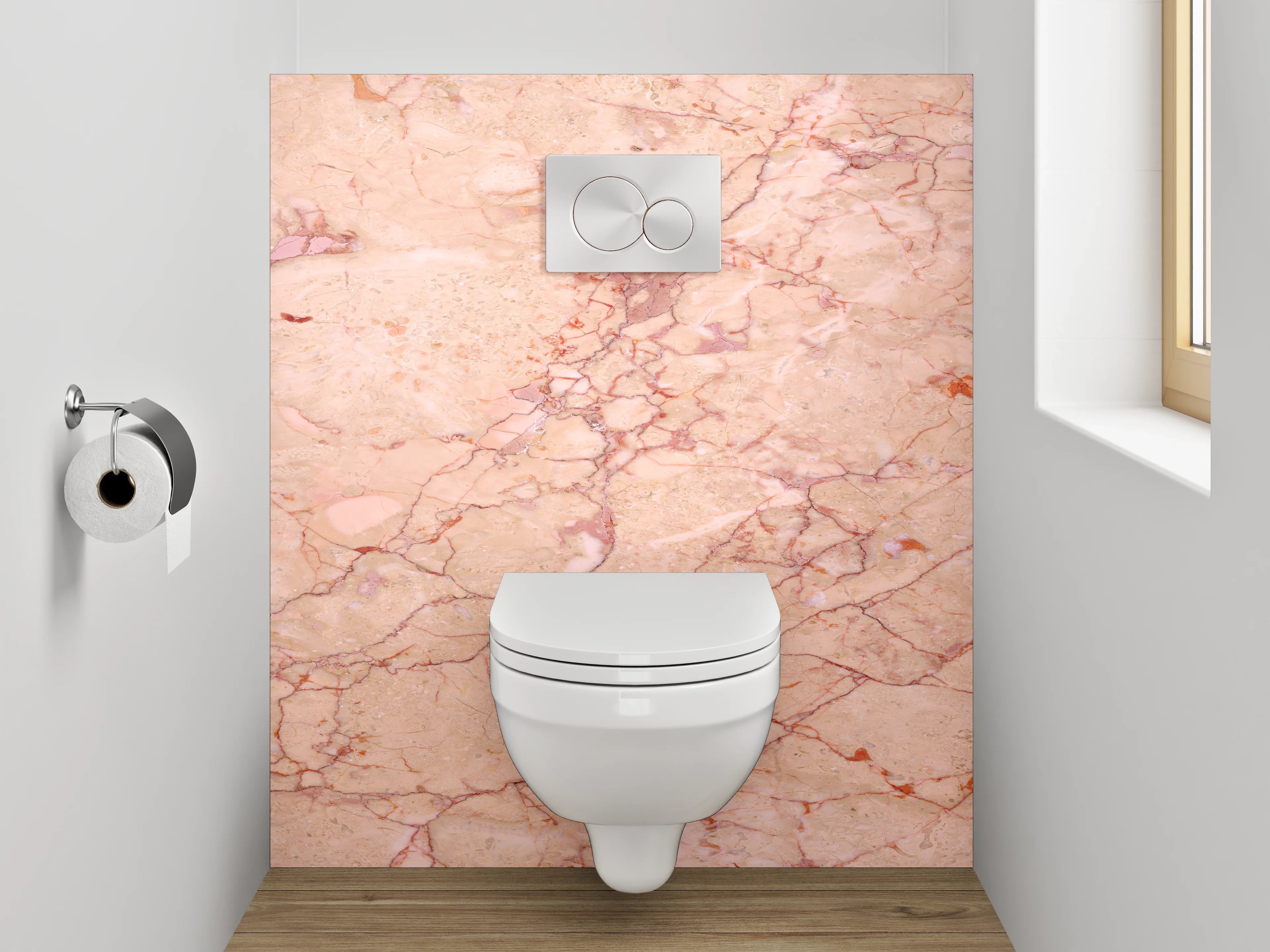 WC-Rückwand - Rosé Marmor mit natürlicher Maserung