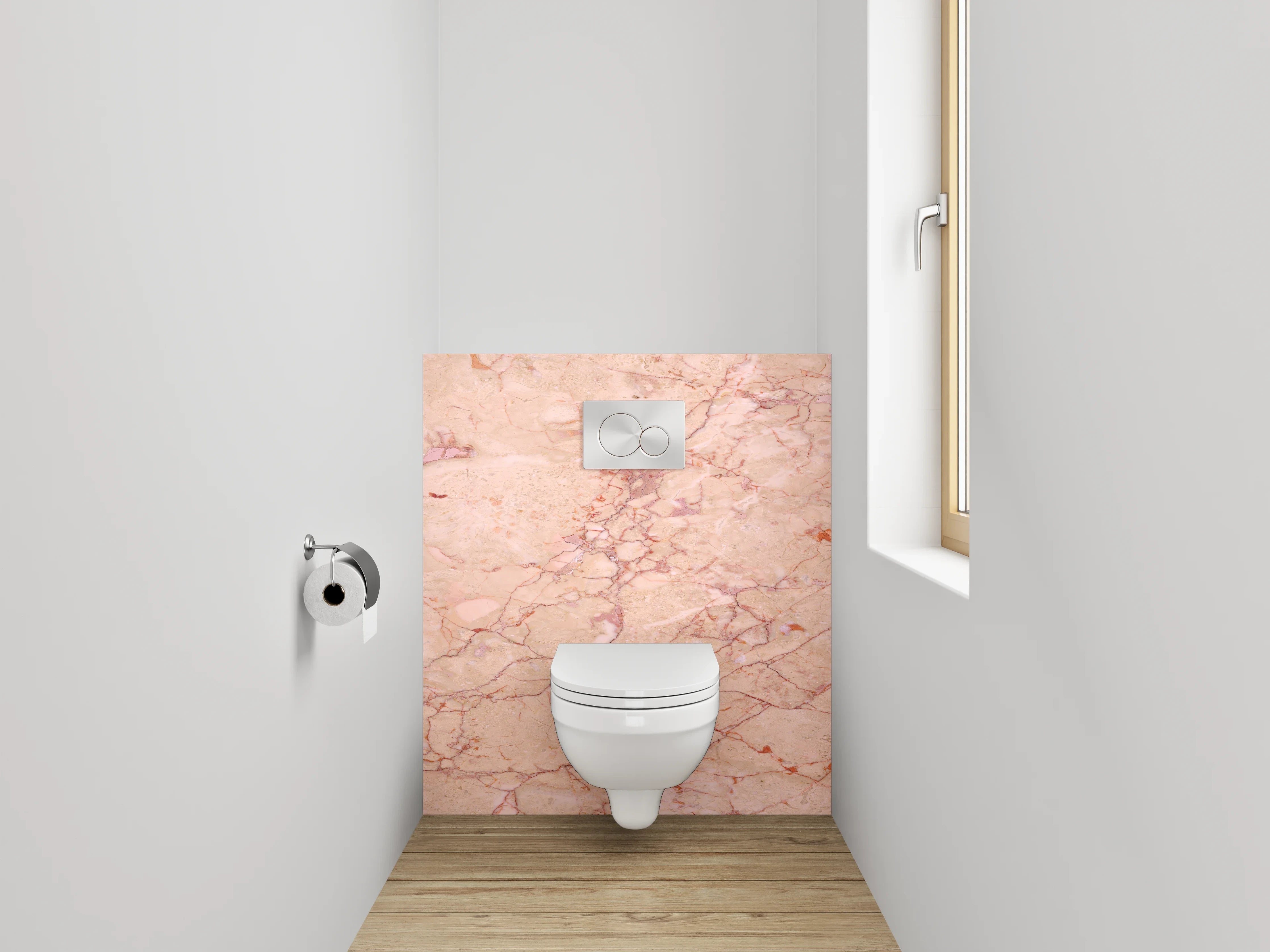 WC-Rückwand - Rosé Marmor mit natürlicher Maserung