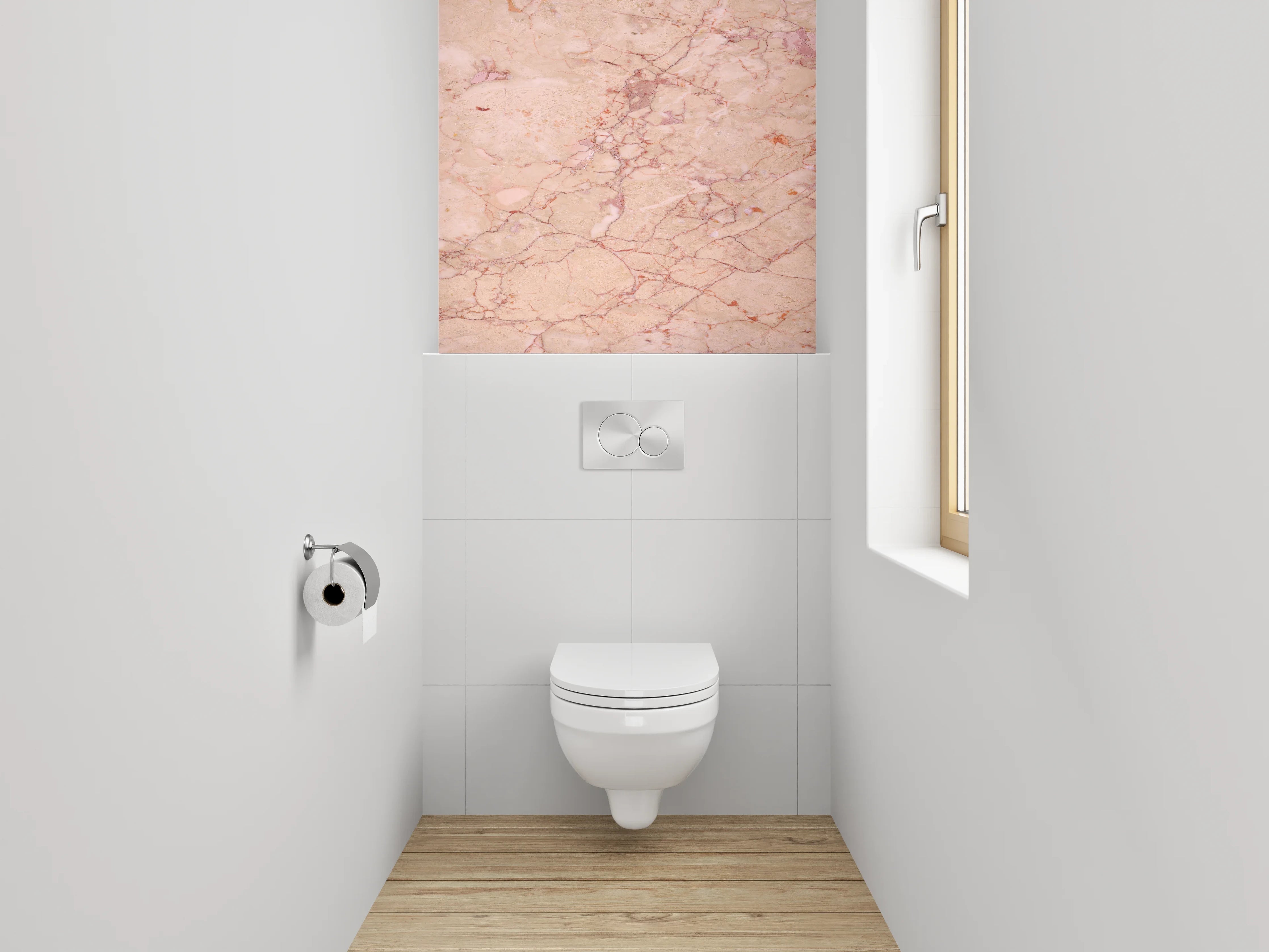 WC-Rückwand - Rosé Marmor mit natürlicher Maserung