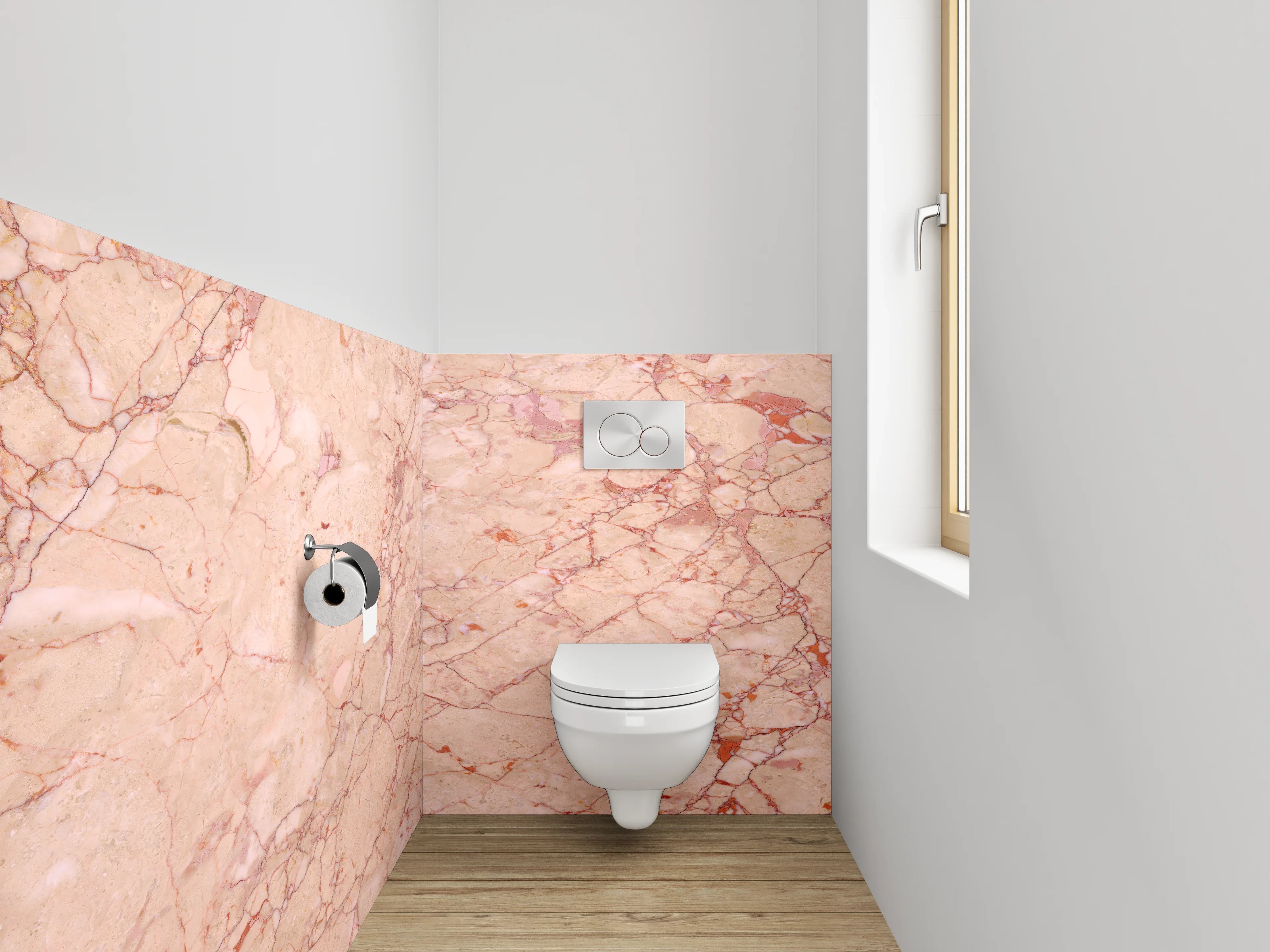 WC-Rückwand - Rosé Marmor mit natürlicher Maserung