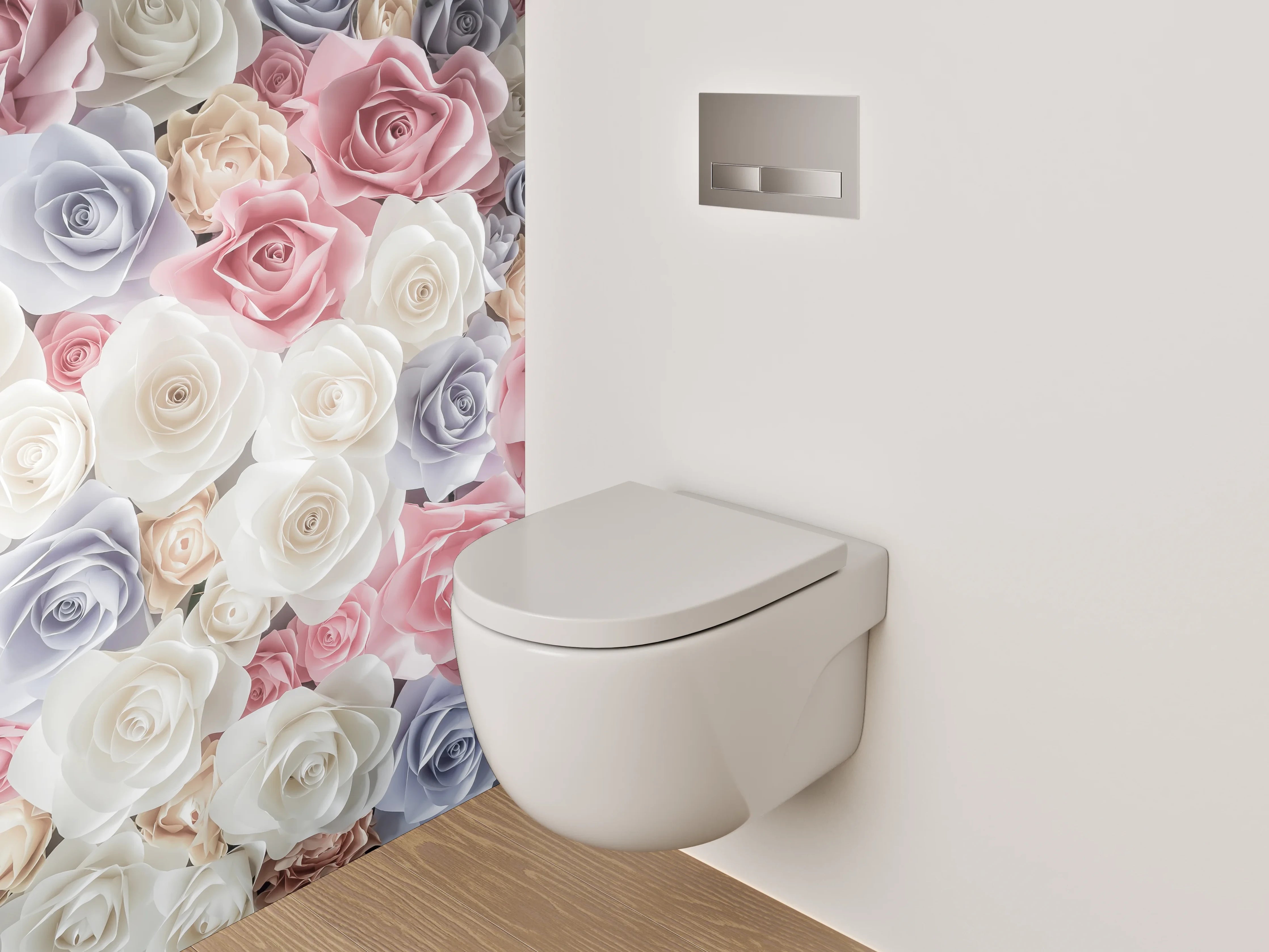 WC-Rückwand - Rosenmeer in Pastell – Blumenpracht