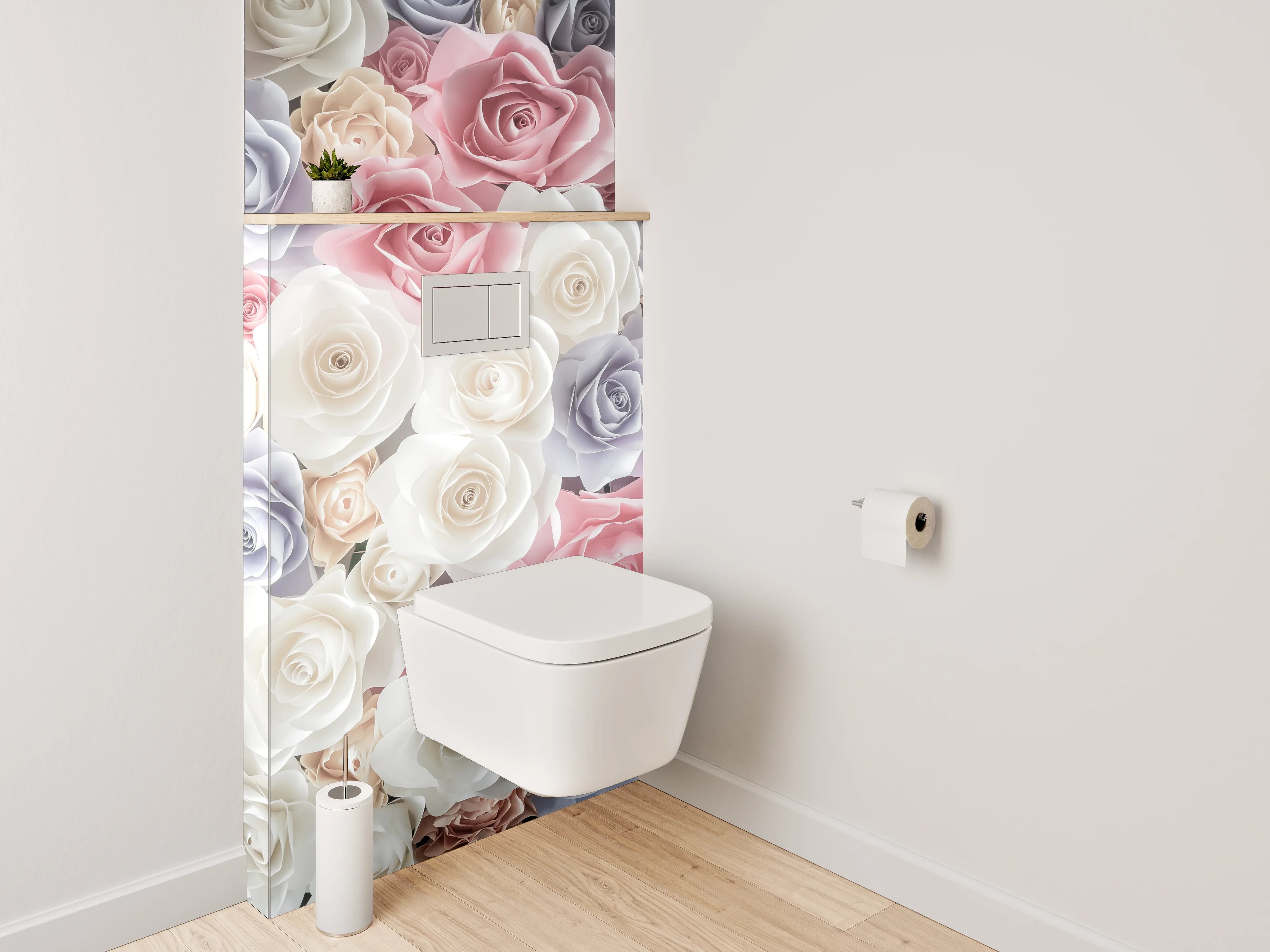 WC-Rückwand - Rosenmeer in Pastell – Blumenpracht
