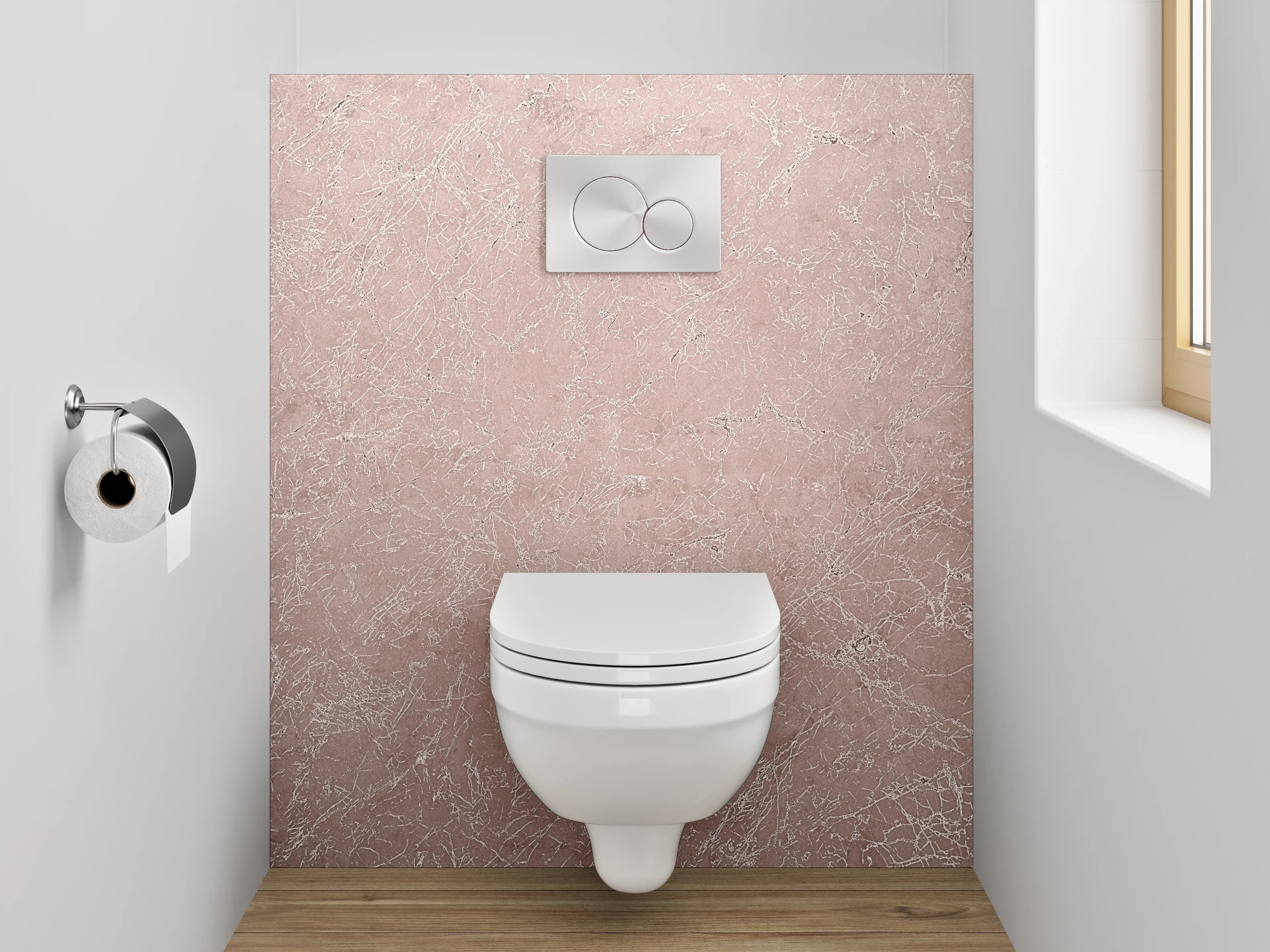 WC-Rückwand - Roséstruktur Marmor Optik Oberfläche