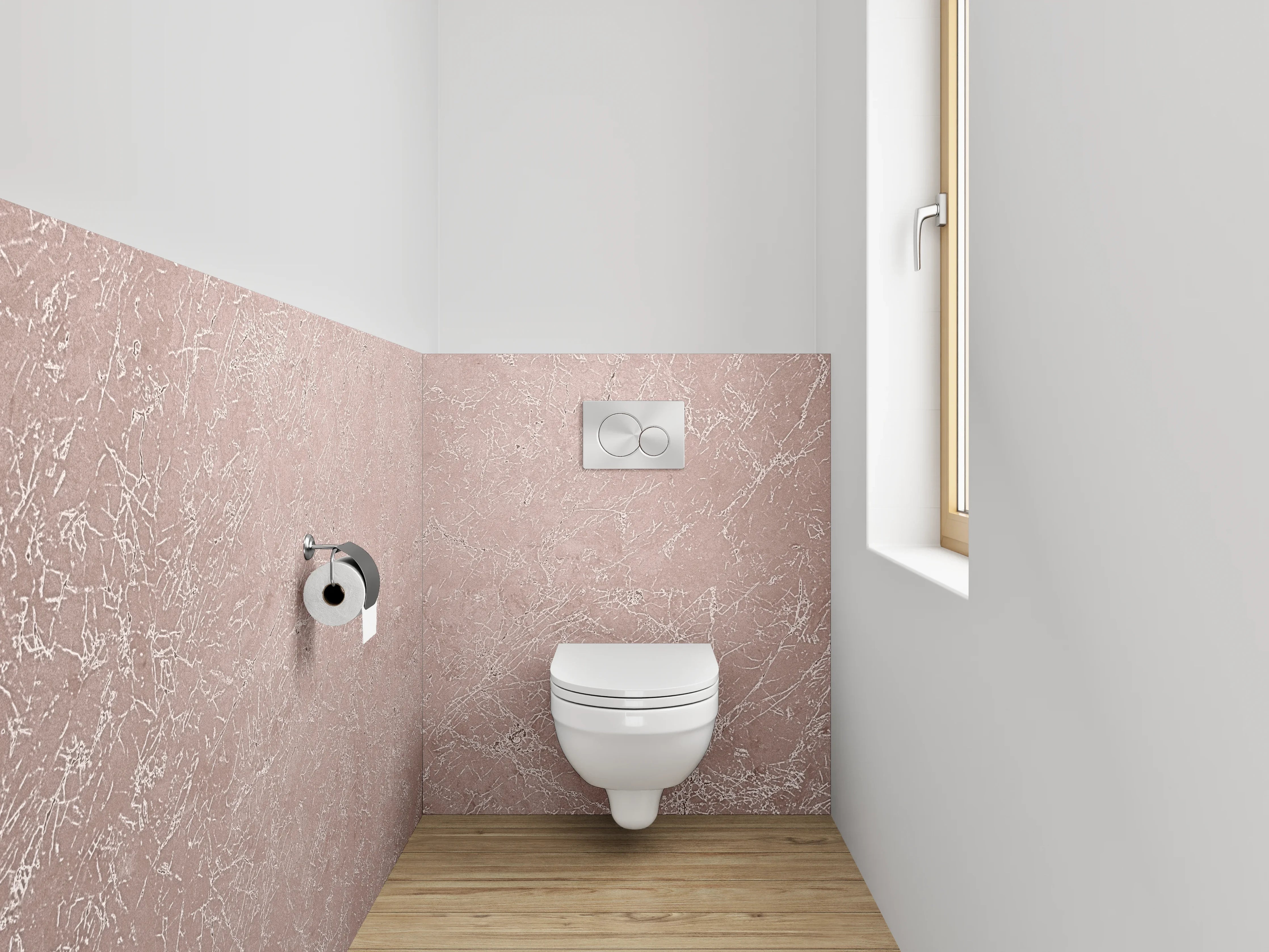 WC-Rückwand - Roséstruktur Marmor Optik Oberfläche