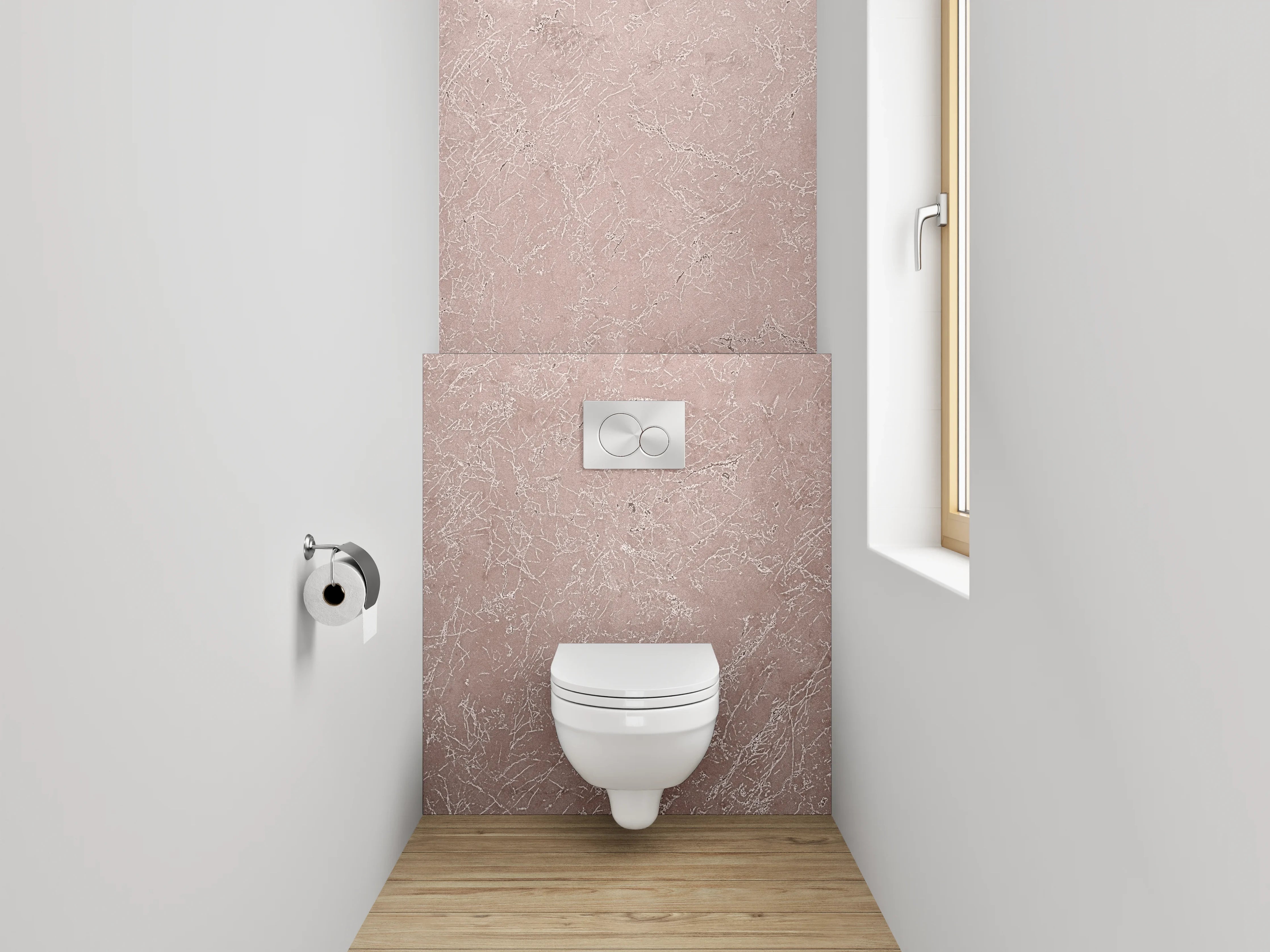 WC-Rückwand - Roséstruktur Marmor Optik Oberfläche