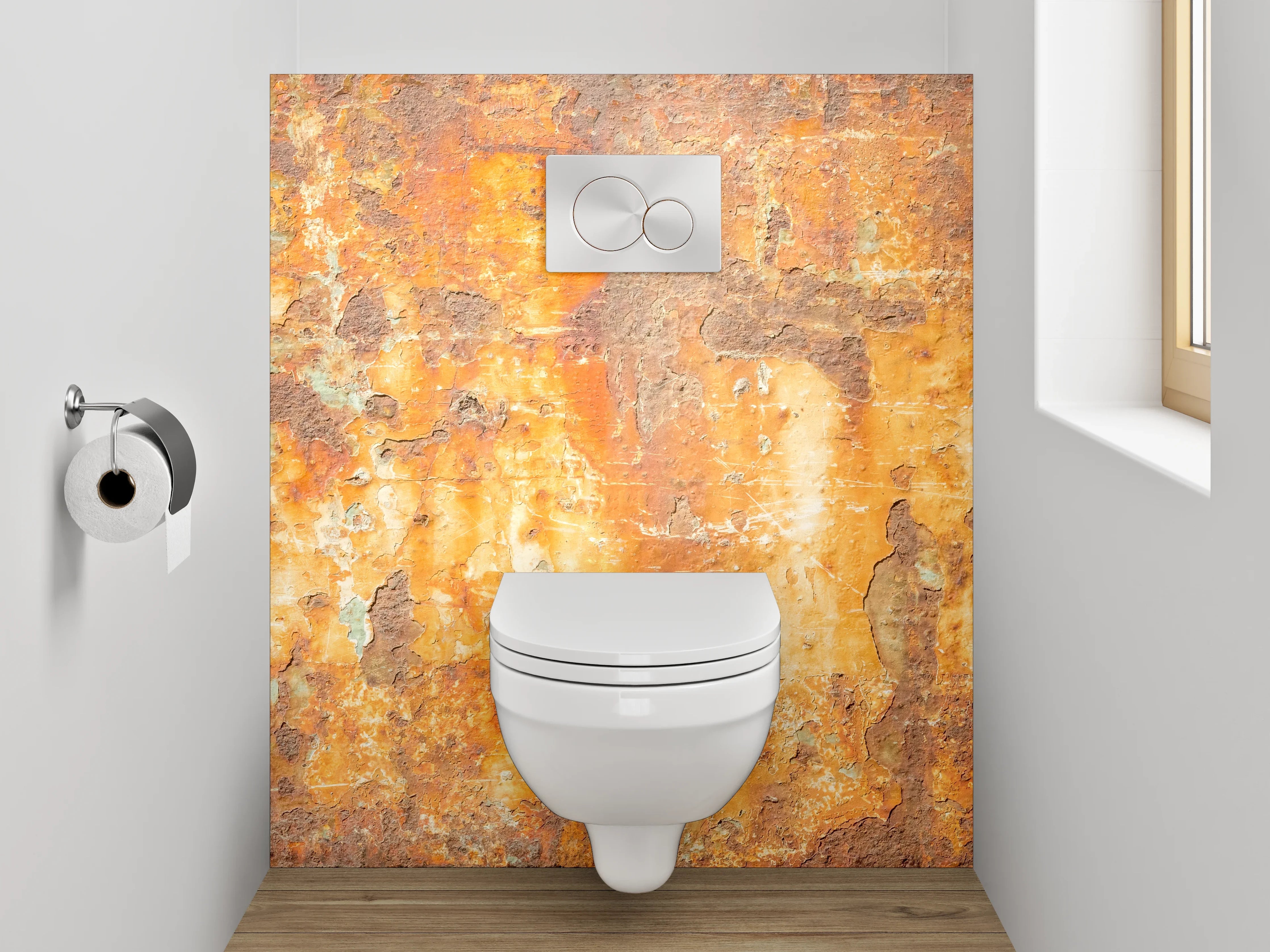 WC-Rückwand - Rostige Metallstruktur Vintage Look