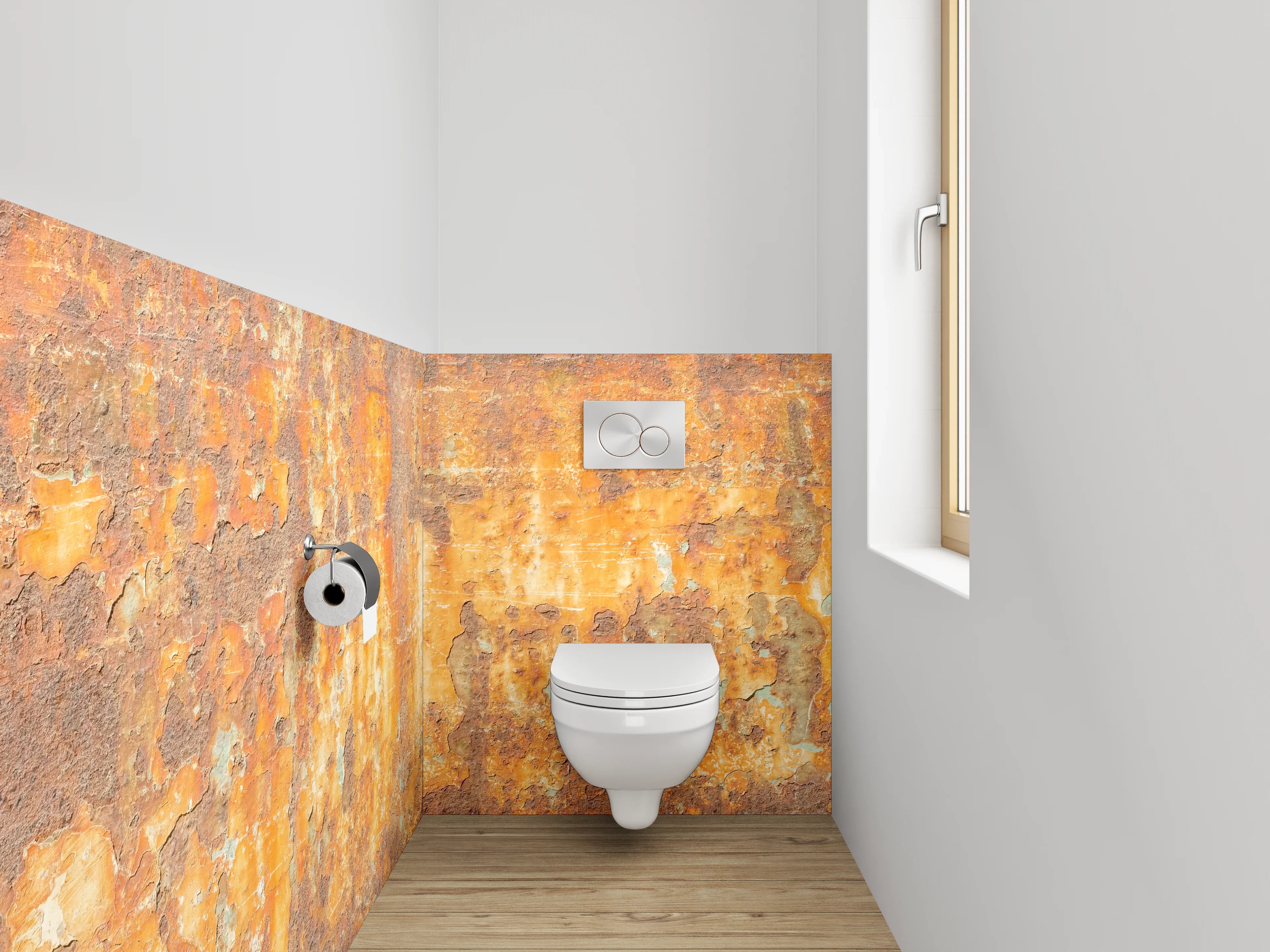 WC-Rückwand - Rostige Metallstruktur Vintage Look