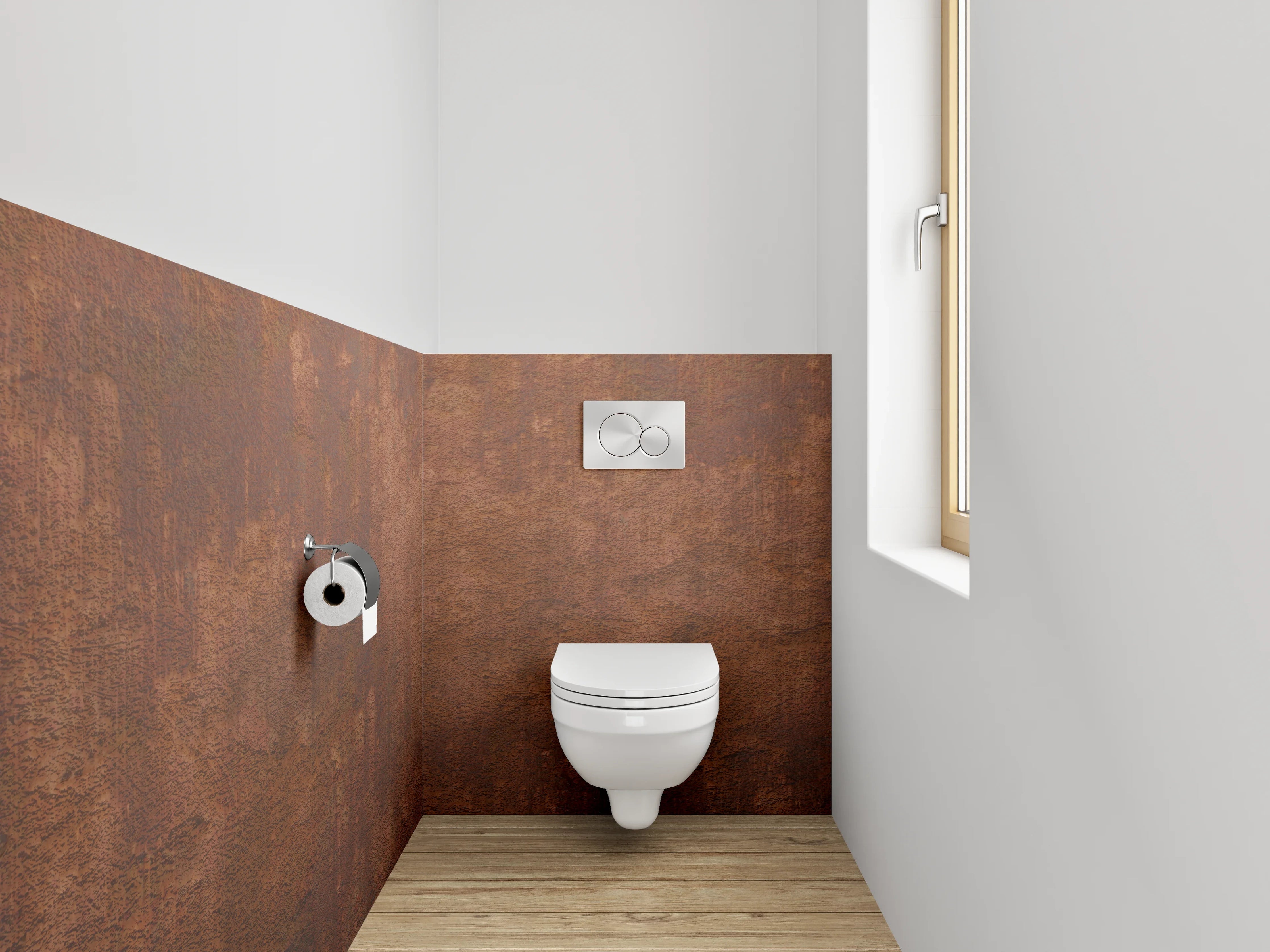 WC-Rückwand - Rostoptik Braun Beton Design