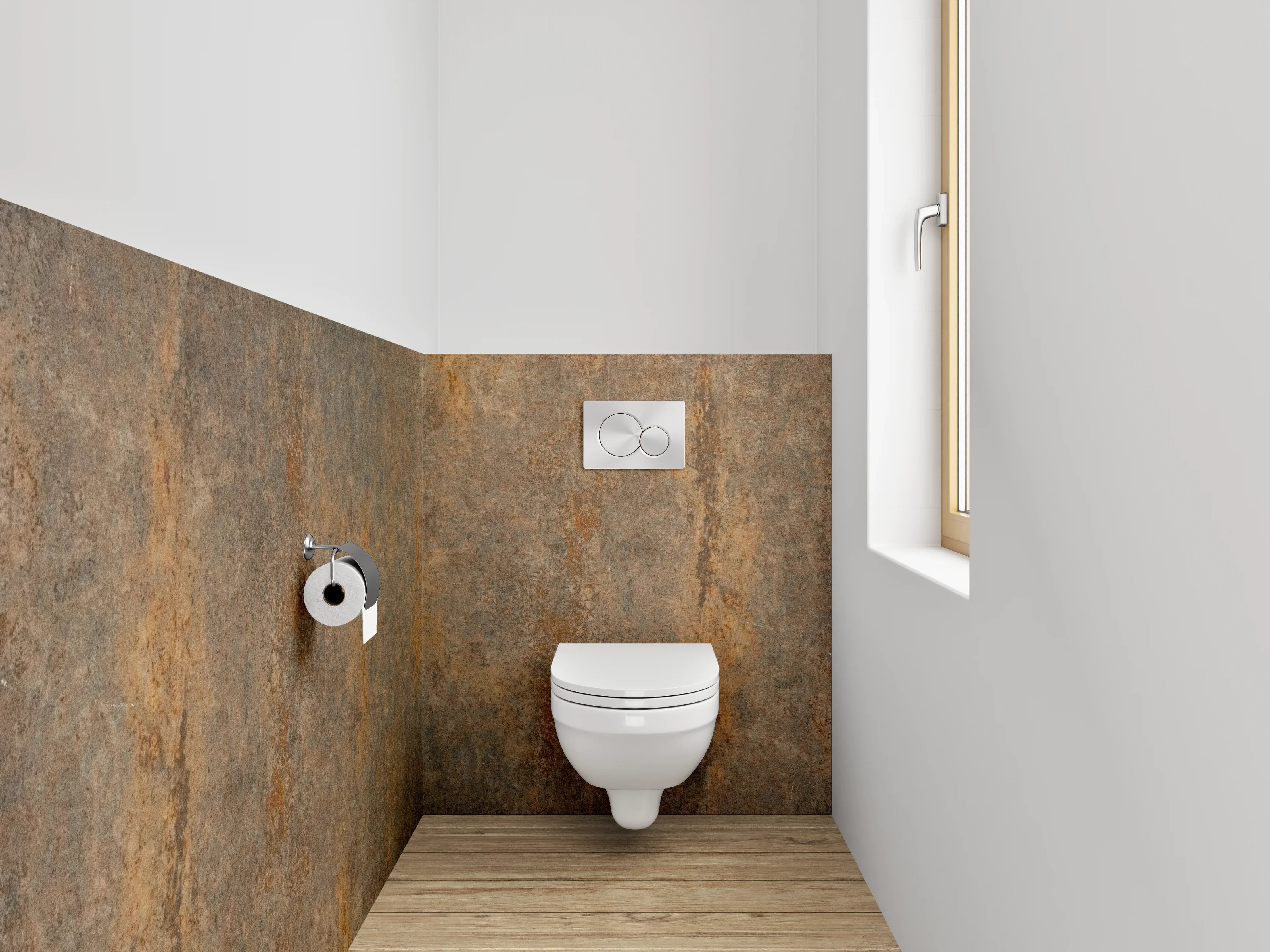 WC-Rückwand - Rostoptik Metall Struktur Braun Grau