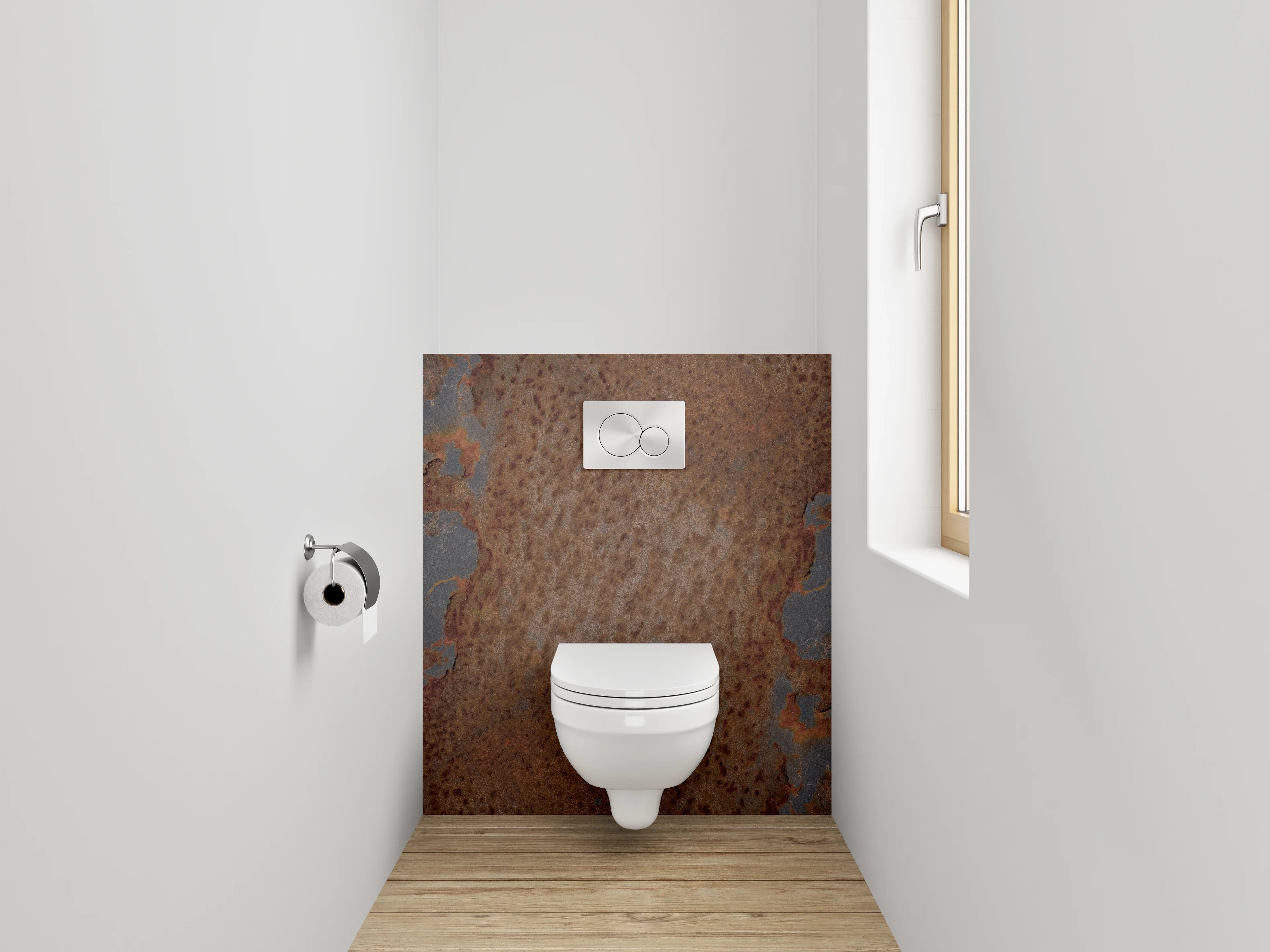 WC-Rückwand - Rostoptik Metall Struktur Wanddekor