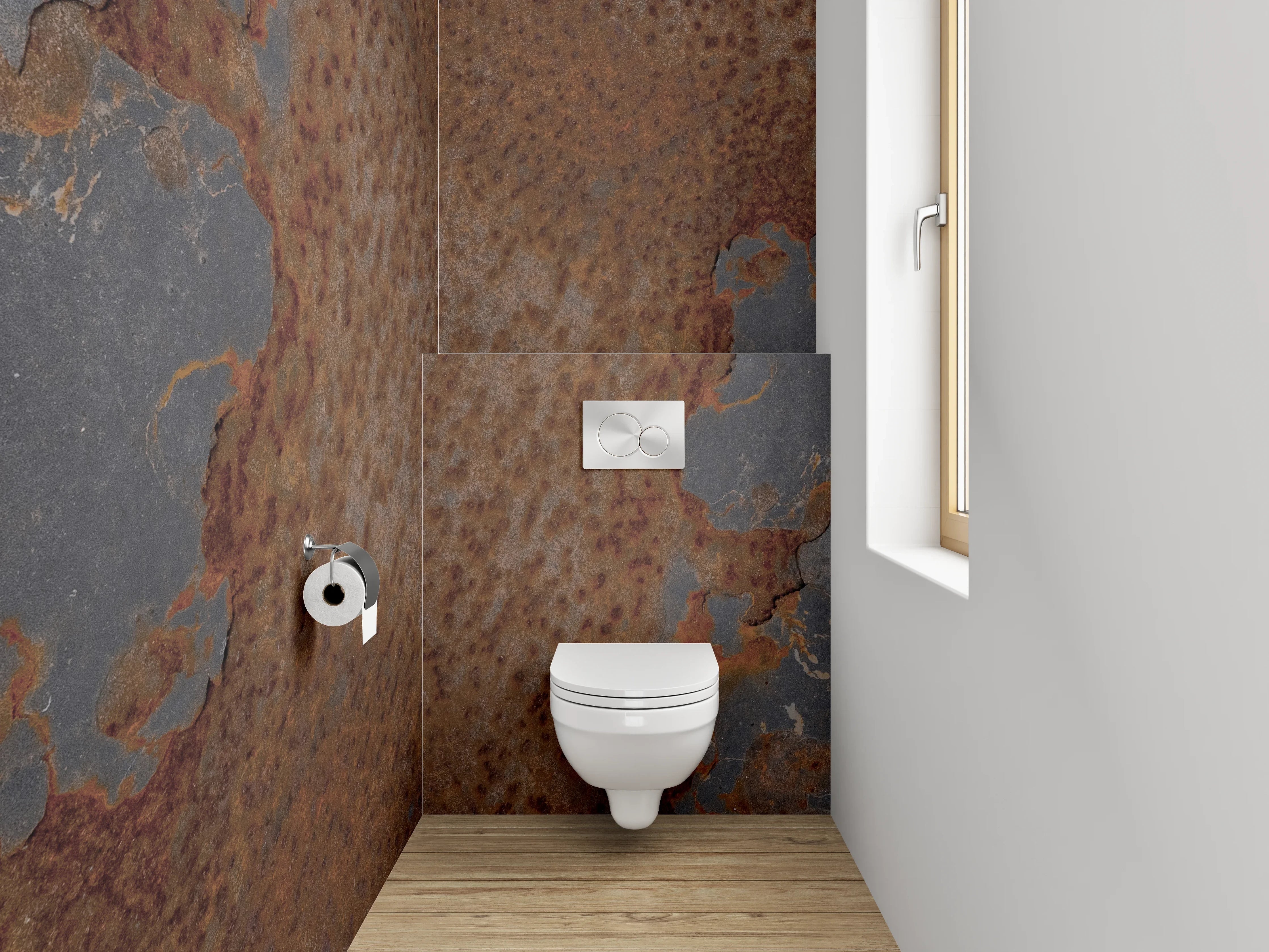 WC-Rückwand - Rostoptik Metall Struktur Wanddekor