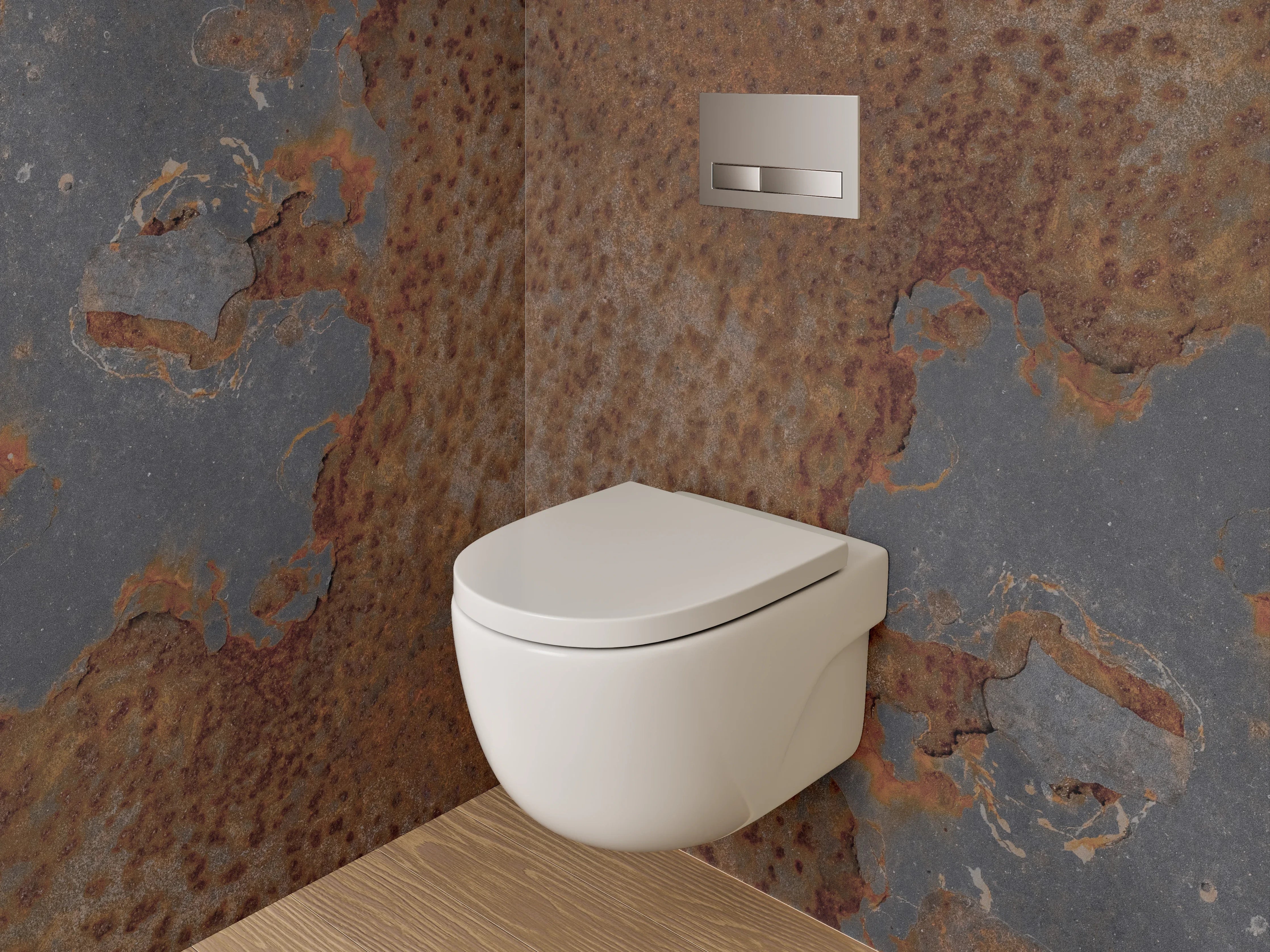 WC-Rückwand - Rostoptik Metall Struktur Wanddekor