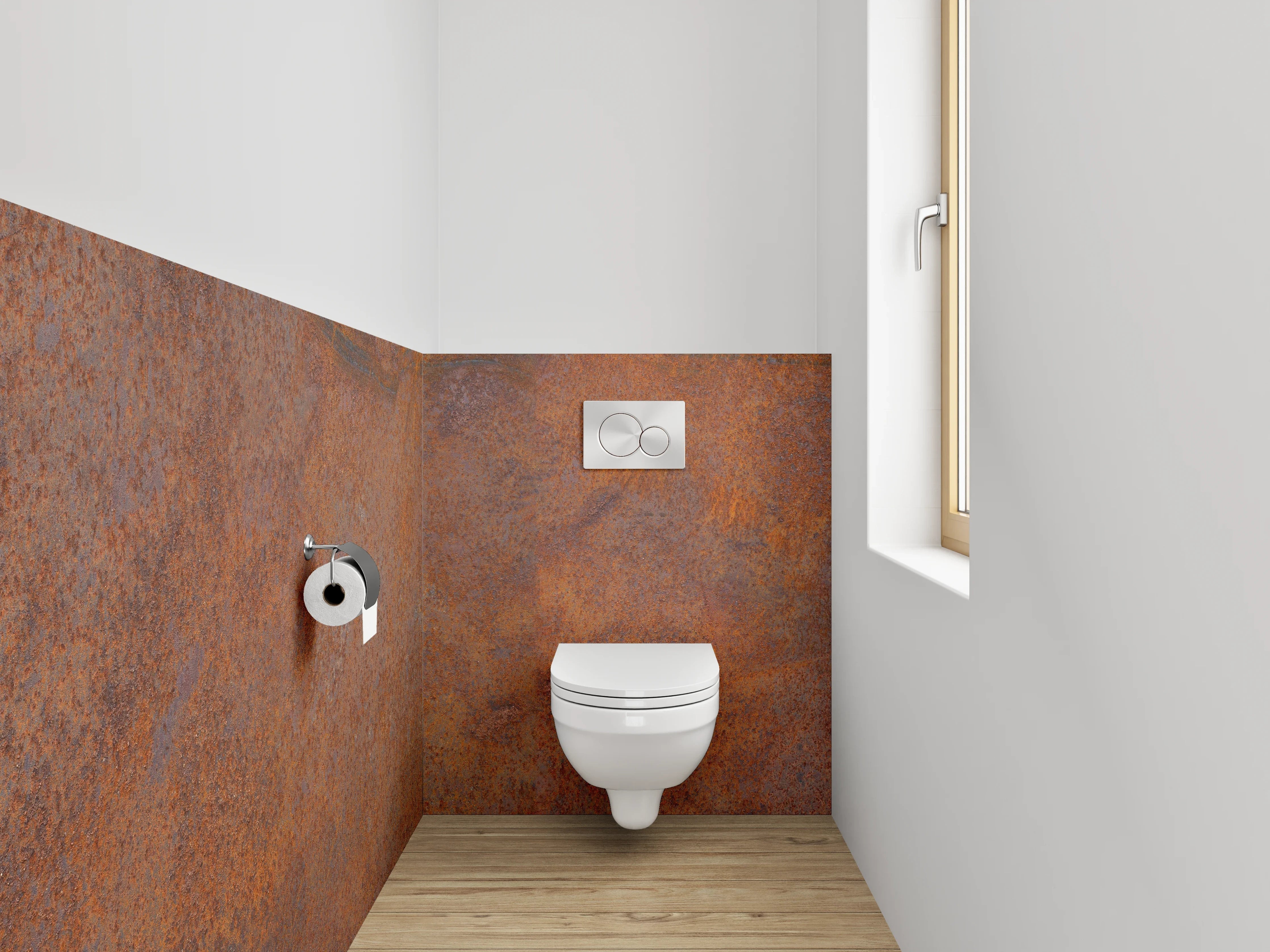WC-Rückwand - Rostoptik Steinstruktur Braun Orange