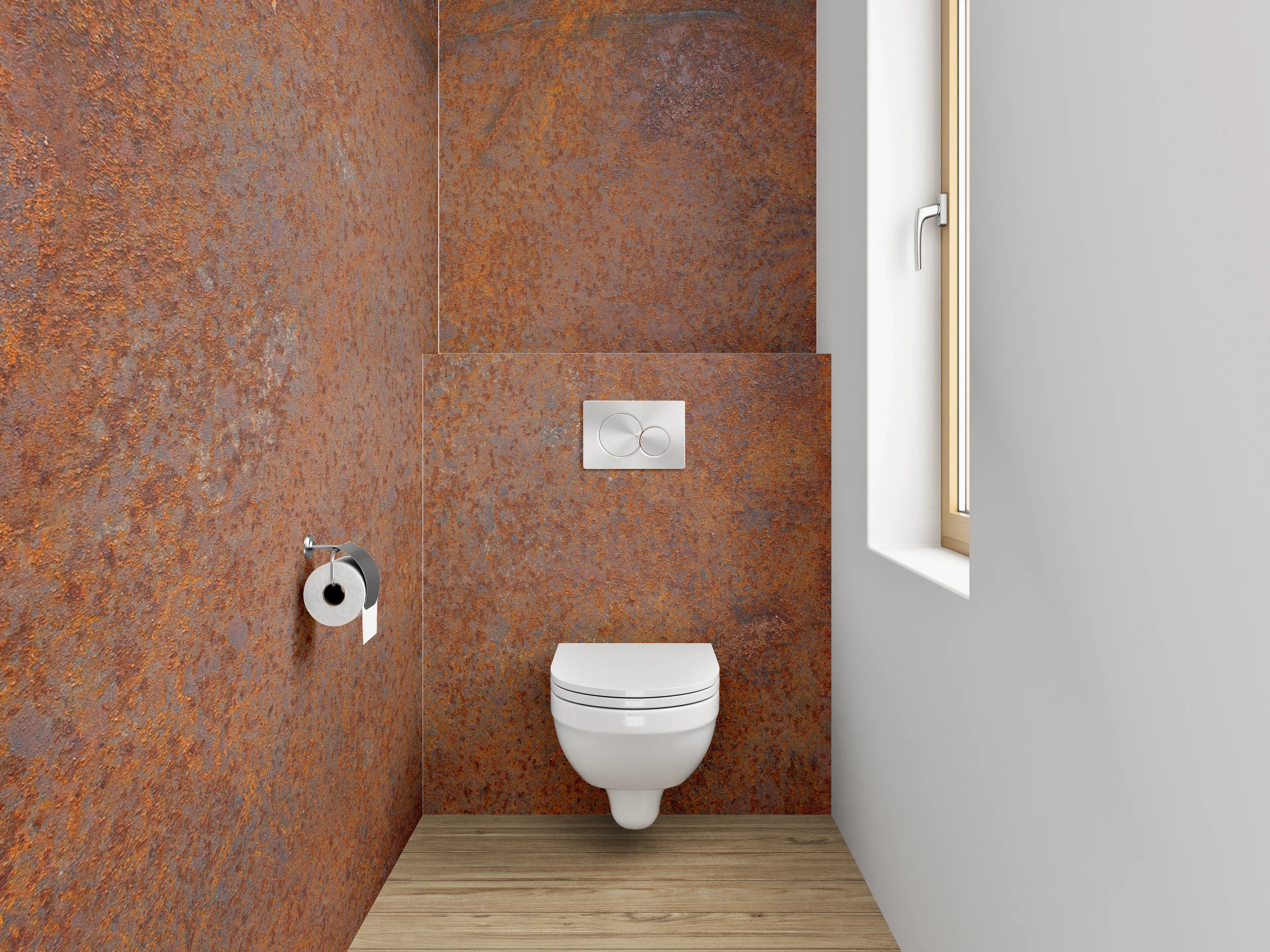 WC-Rückwand - Rostoptik Steinstruktur Braun Orange